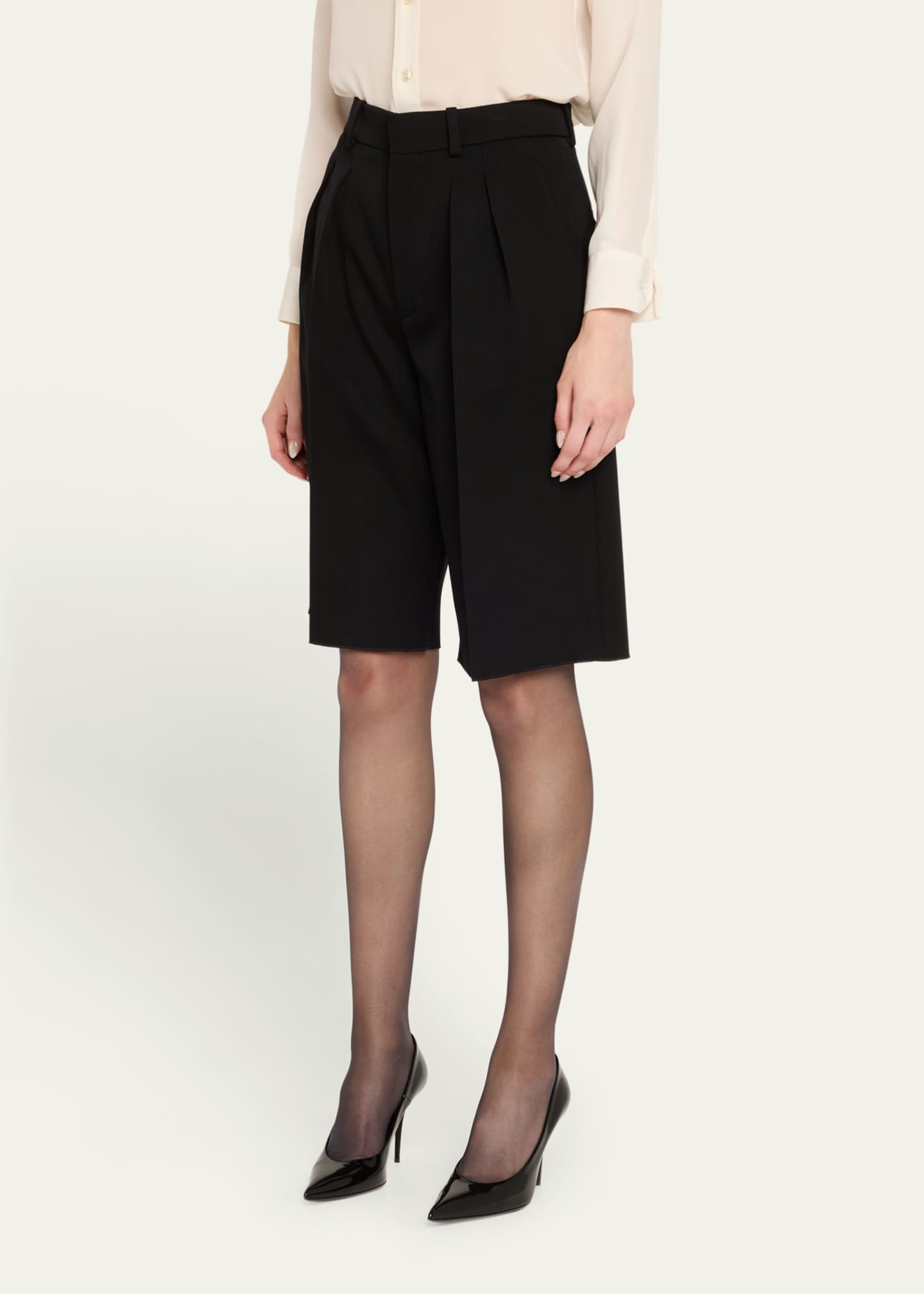 Saint Laurent Pleated Tailored Bermuda Shorts Image 4 of 5