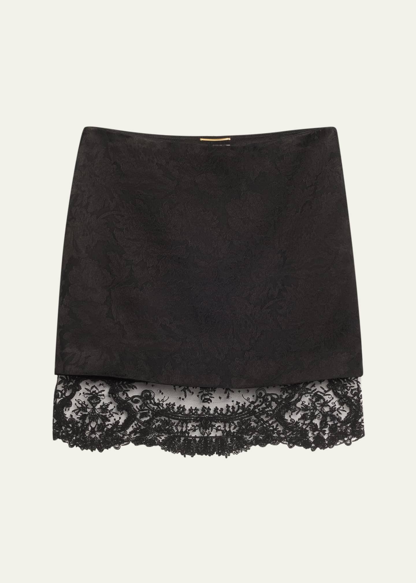 Saint Laurent Jacquard Lace Hem Mini Skirt Image 1 of 5
