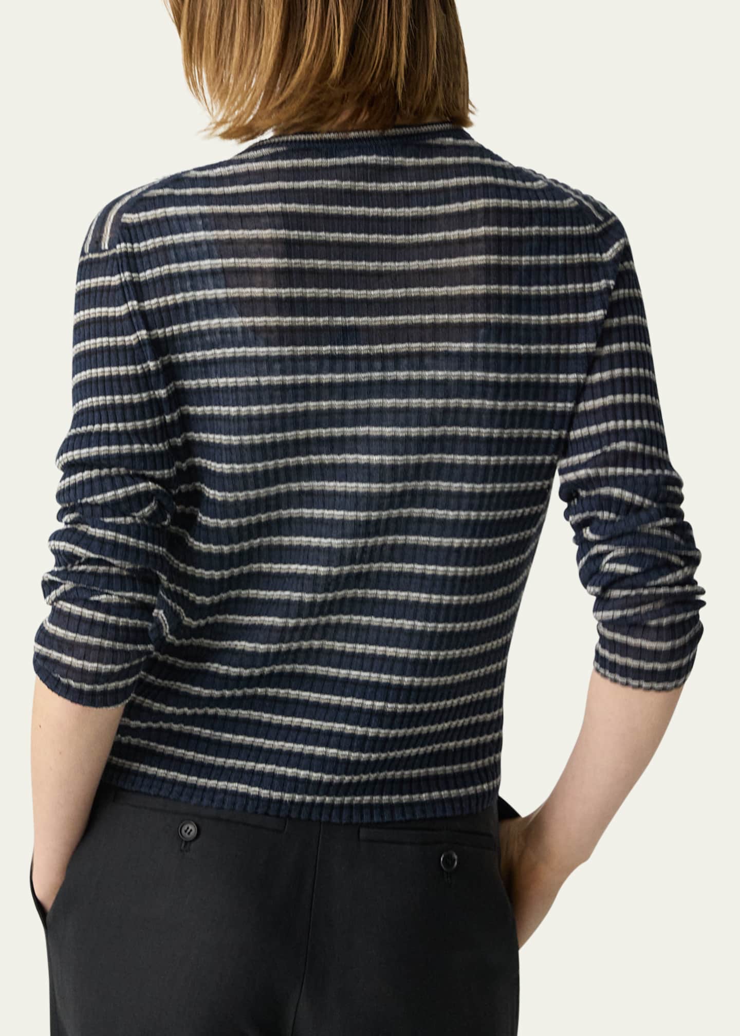 Theory Stripe Cropped Cardigan Image 3 of 5