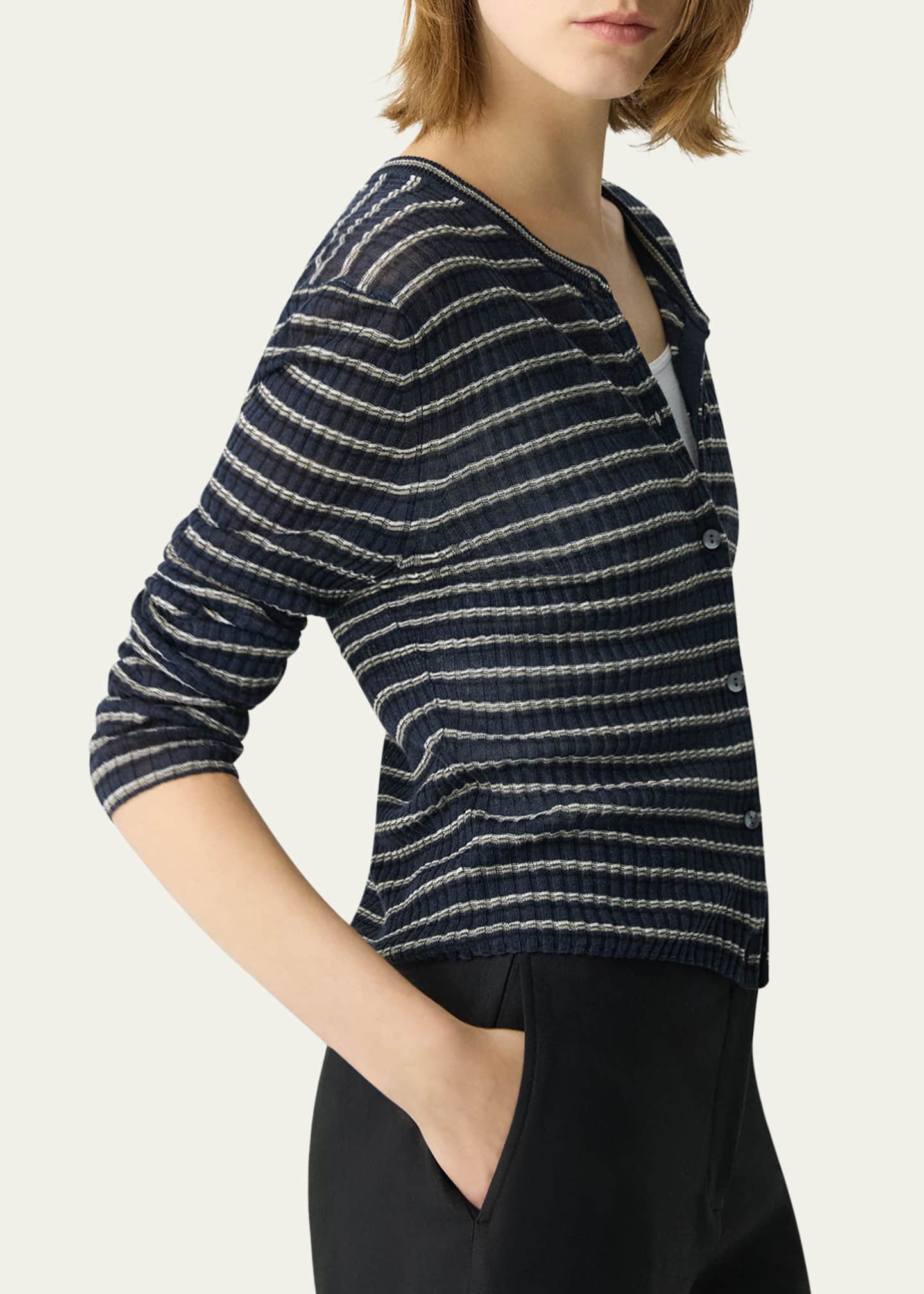 Theory Stripe Cropped Cardigan Image 4 of 5