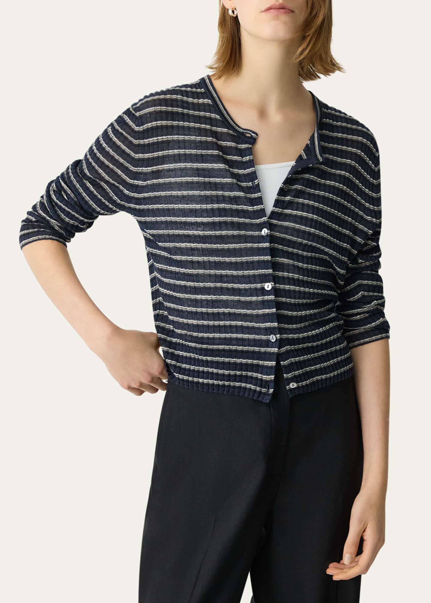 Theory Stripe Cropped Cardigan Image 5 of 5