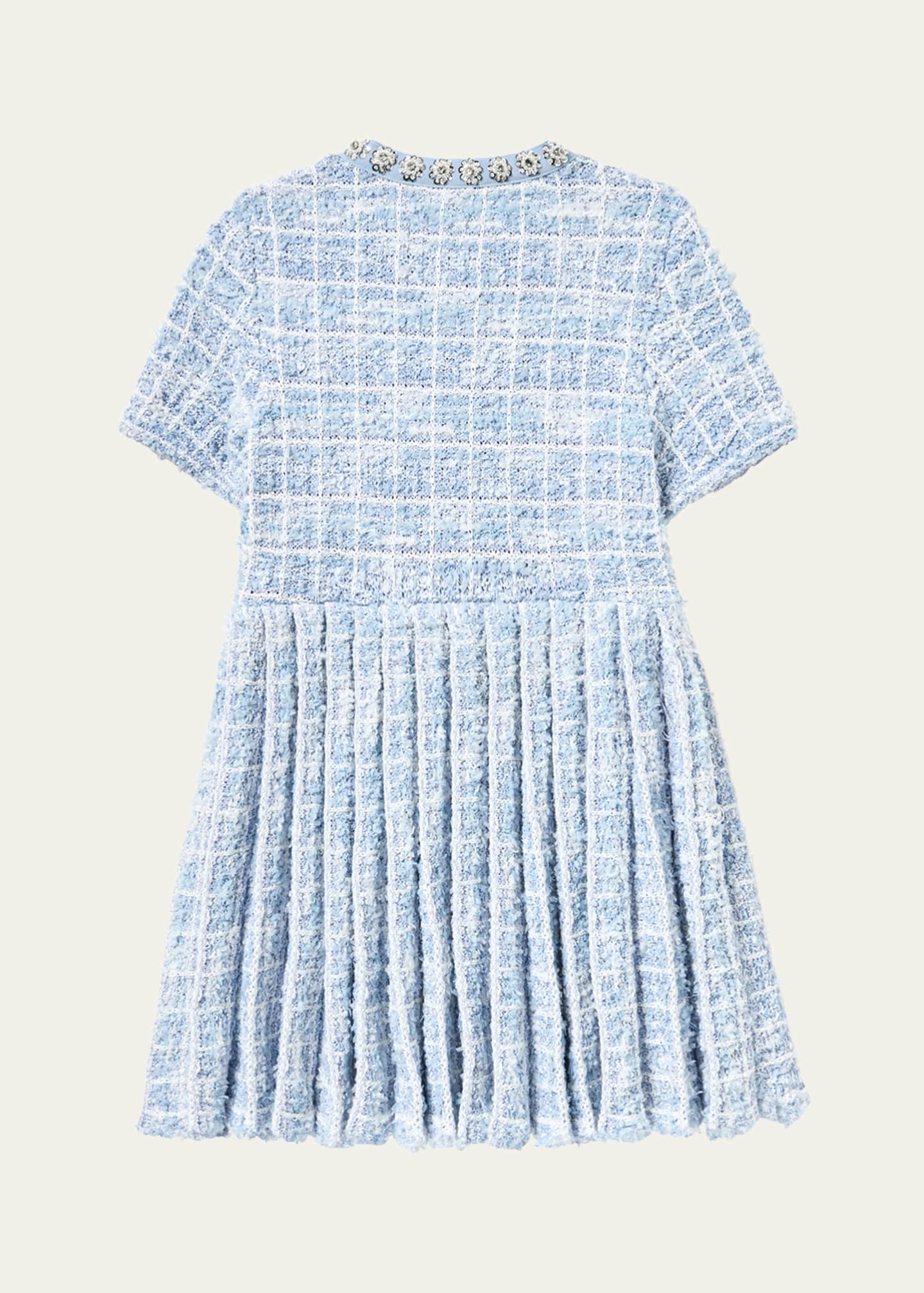 Self-Portrait Girl's Check-Print Embellished Boucle Dress, Size 3T-12 Image 2 of 2