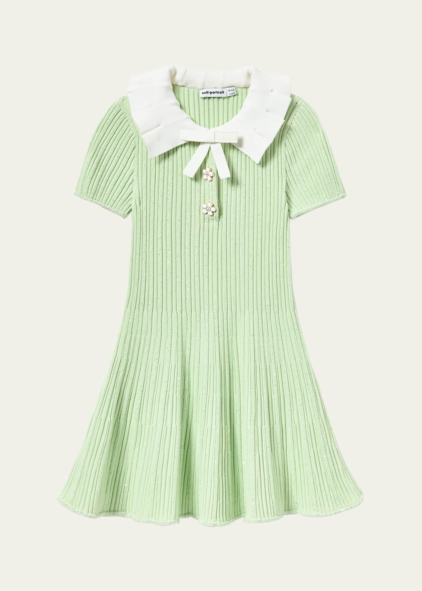 Self-Portrait Girl's Ribbed Knit Dress, Size 3T-12 Image 1 of 2