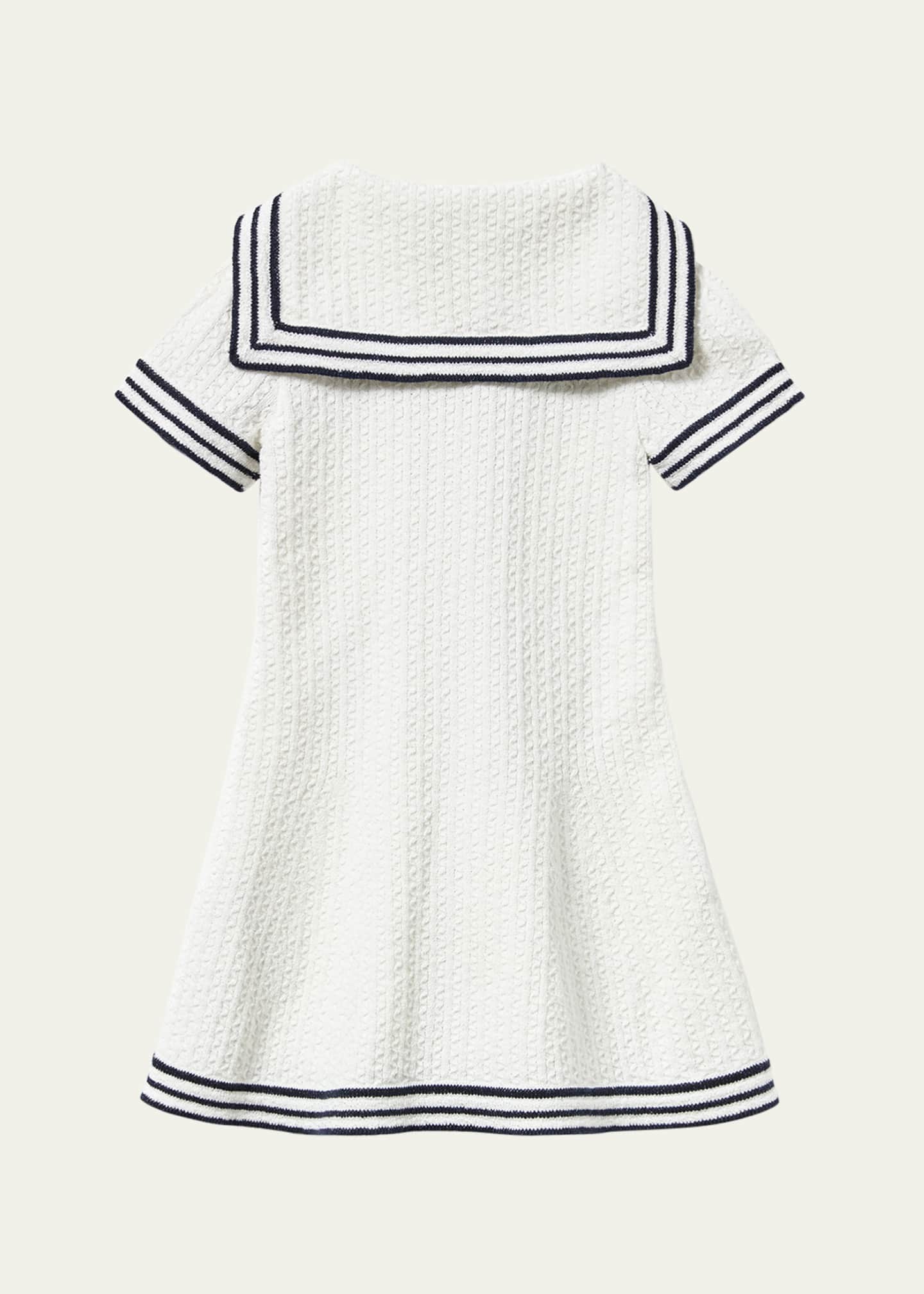 Self-Portrait Girl's Sailor Textured Knit Dress, Size 4-12 Image 2 of 2