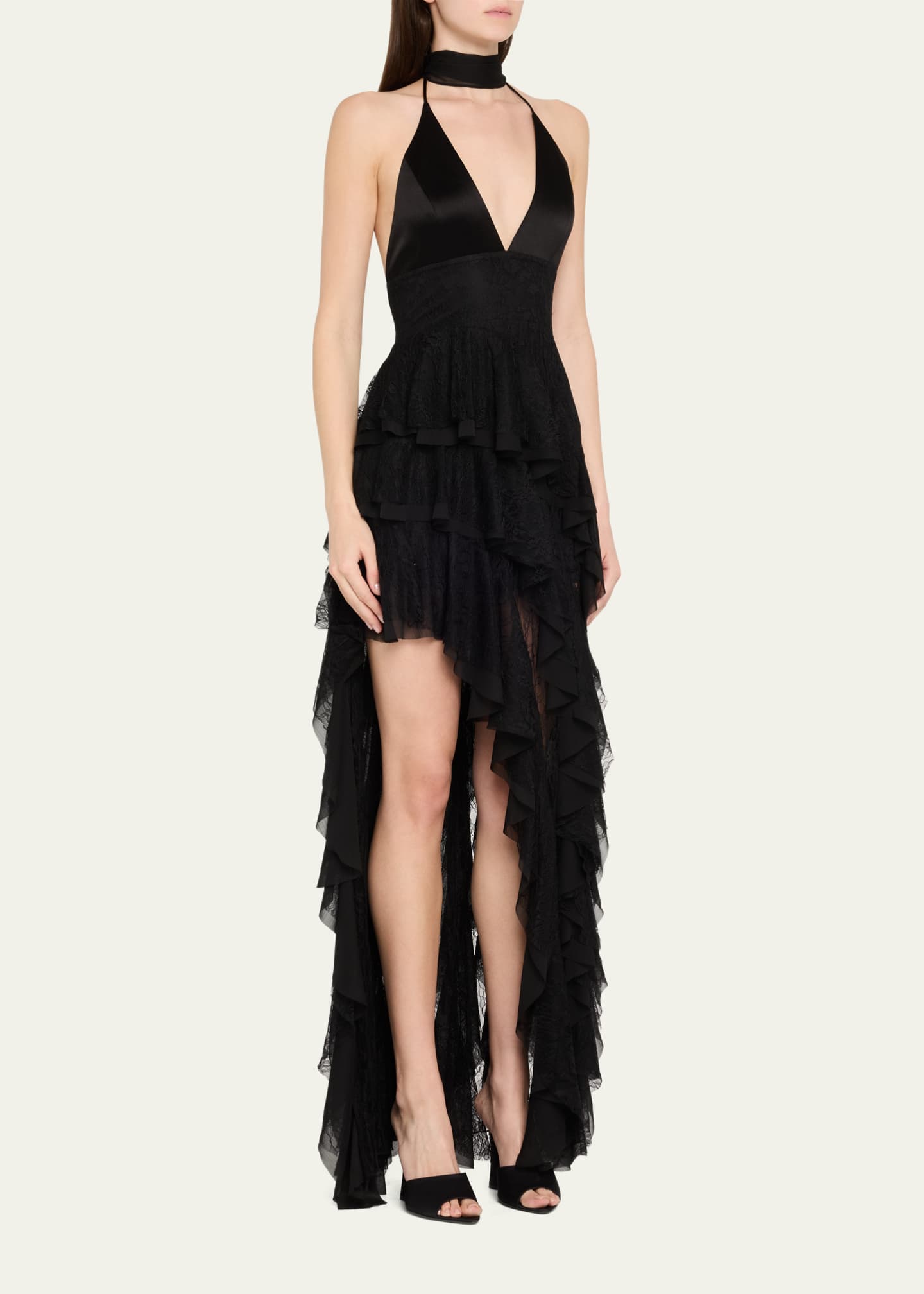 Alice + Olivia Hannah Asymmetric Ruffle Maxi Dress Image 4 of 5