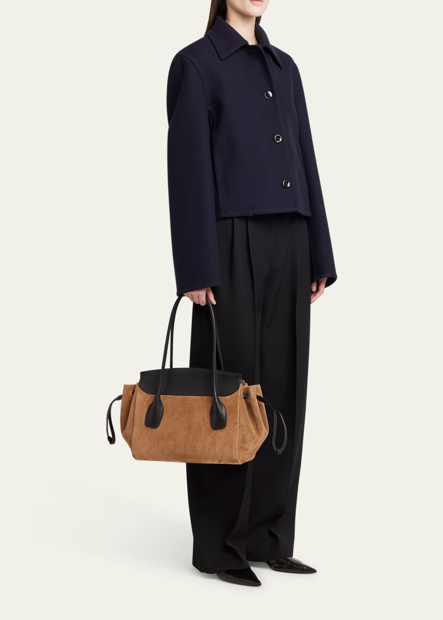 Jil Sander Voyage Small Suede Shoulder Bag - Bergdorf Goodman