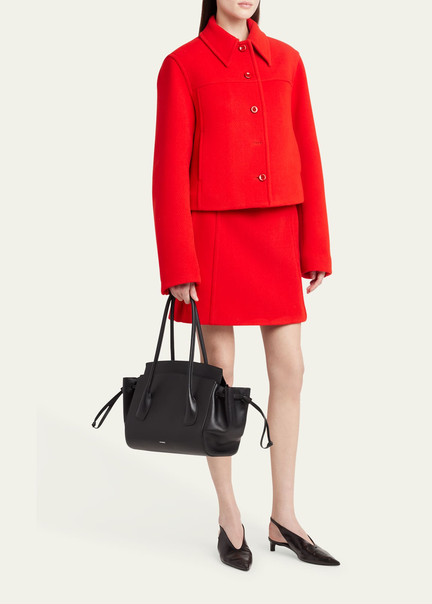 Jil Sander Voyage Small Calfskin Leather Top-Handle Bag Image 5 of 5