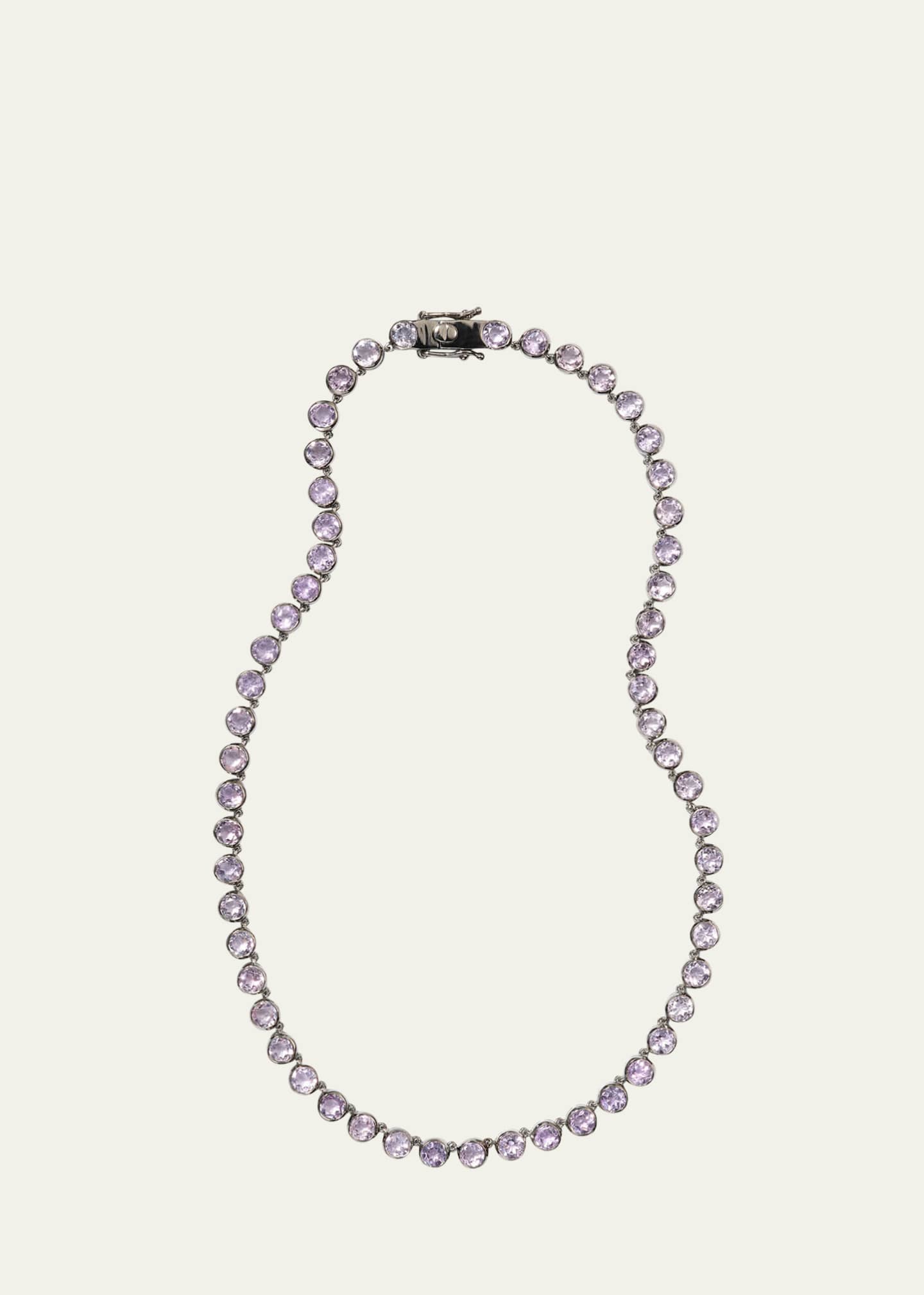 NAKARD Sterling Silver Riviere Brilliant Necklace with Rose of France and Black Rhodium