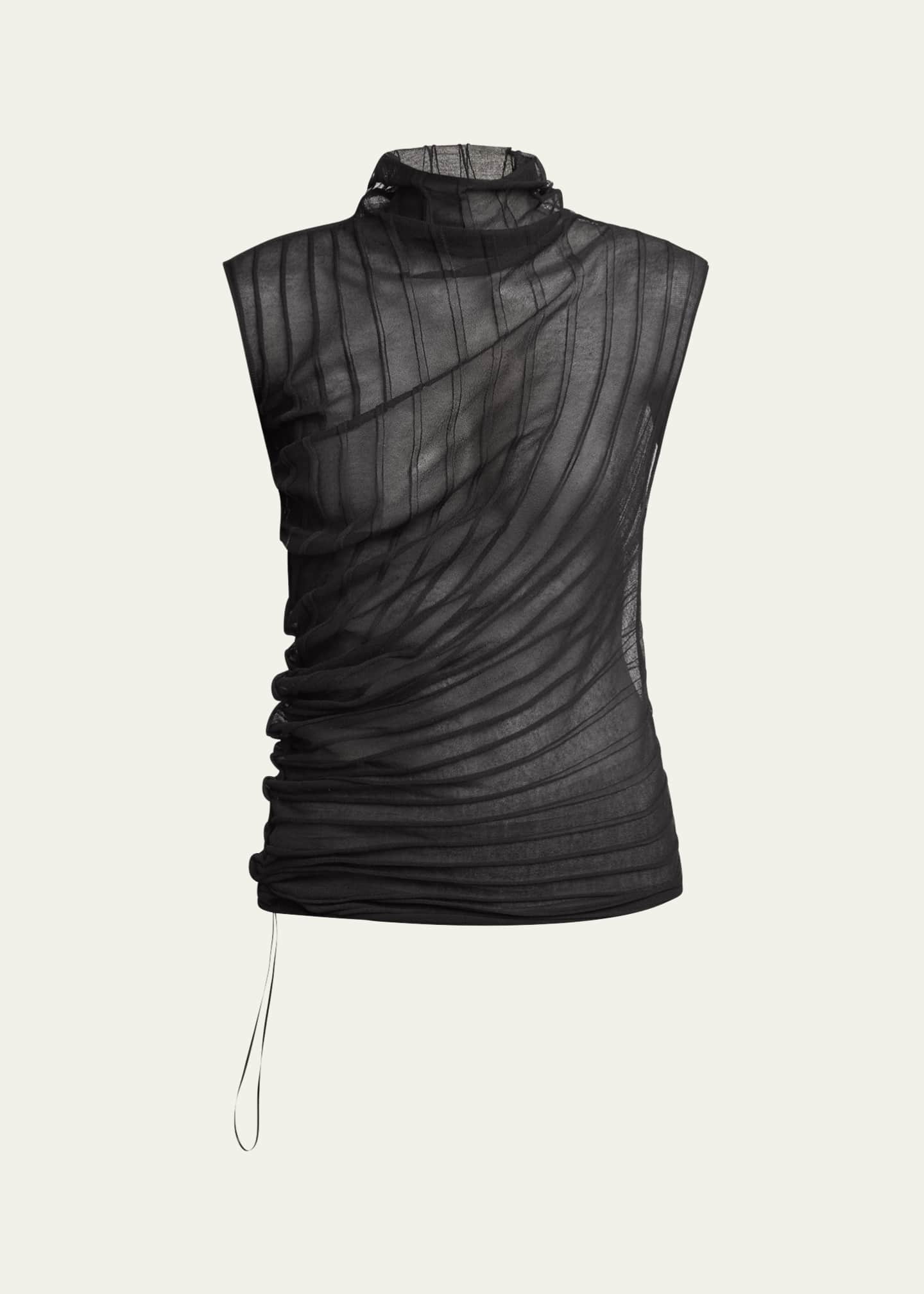 Victoria Beckham Draped Sleeveless High-Neck Ribbed Top Image 1 of 5