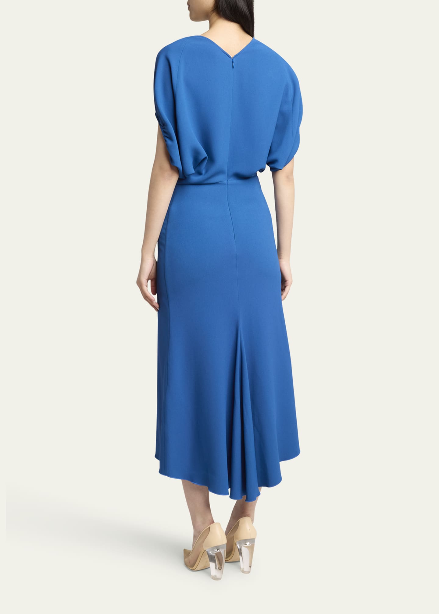 Victoria Beckham Blouson Short-Sleeve Midi Dress Image 3 of 5