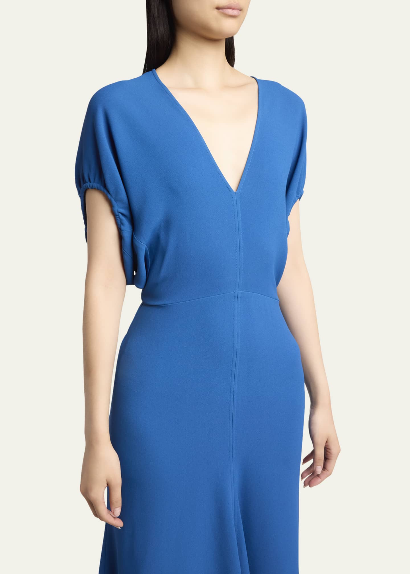 Victoria Beckham Blouson Short-Sleeve Midi Dress Image 5 of 5