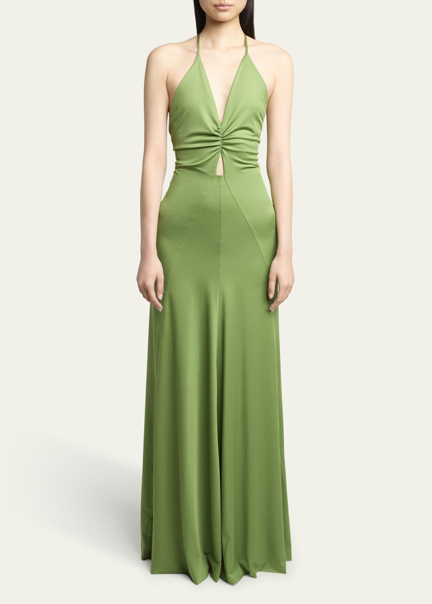 Victoria Beckham V-Neck Ruched Cami Gown Image 2 of 5