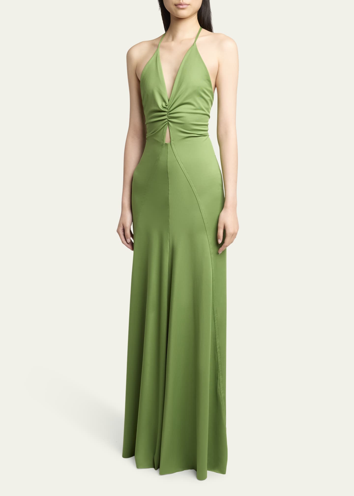 Victoria Beckham V-Neck Ruched Cami Gown Image 4 of 5