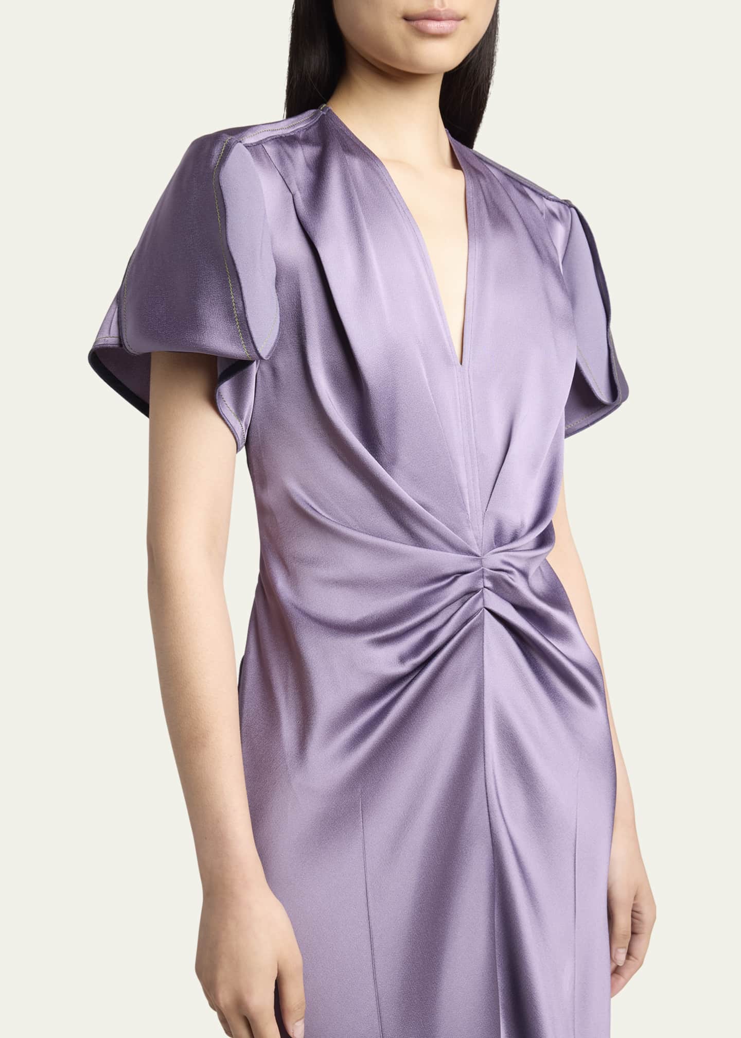Victoria Beckham Gathered V-Neck Midi Dress Image 5 of 5