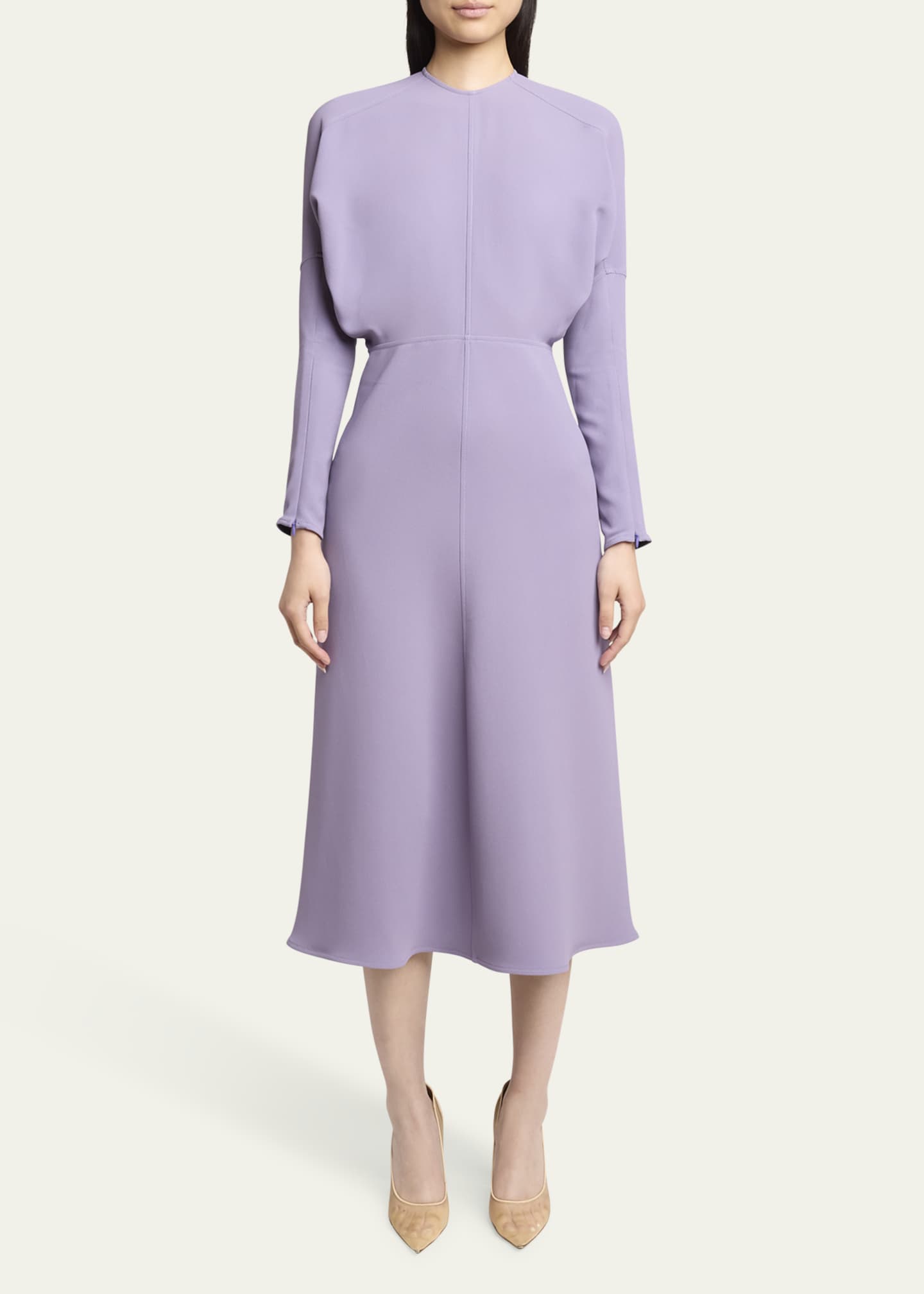 Victoria Beckham Long-Sleeve Dolman Midi Dress Image 2 of 5