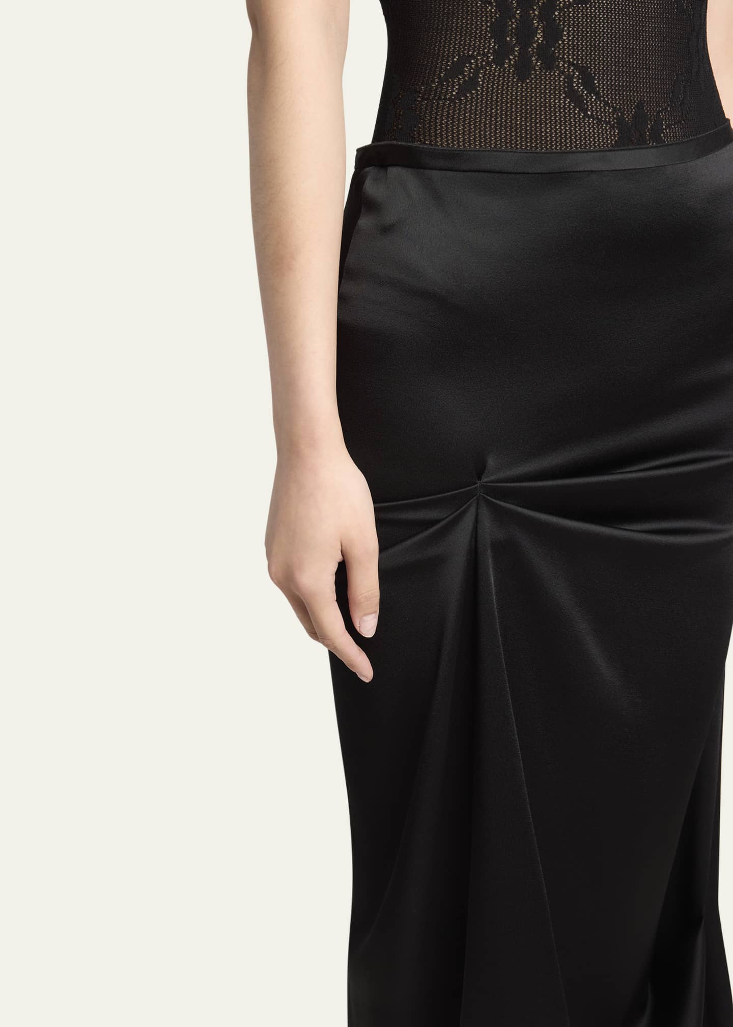 Victoria Beckham Draped Pleat Satin Midi Skirt Image 5 of 5