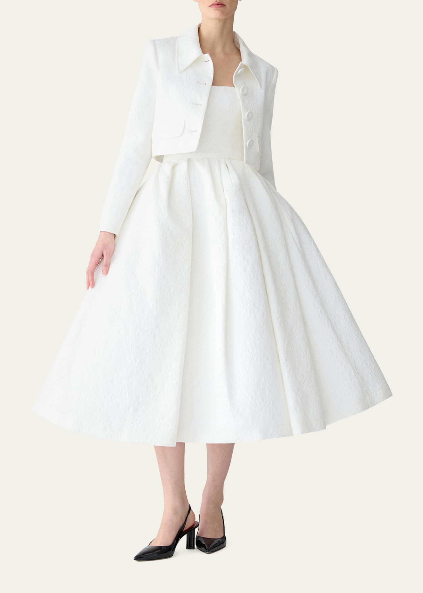 Carolina Herrera Floral Brocade Crop Jacket Image 2 of 4