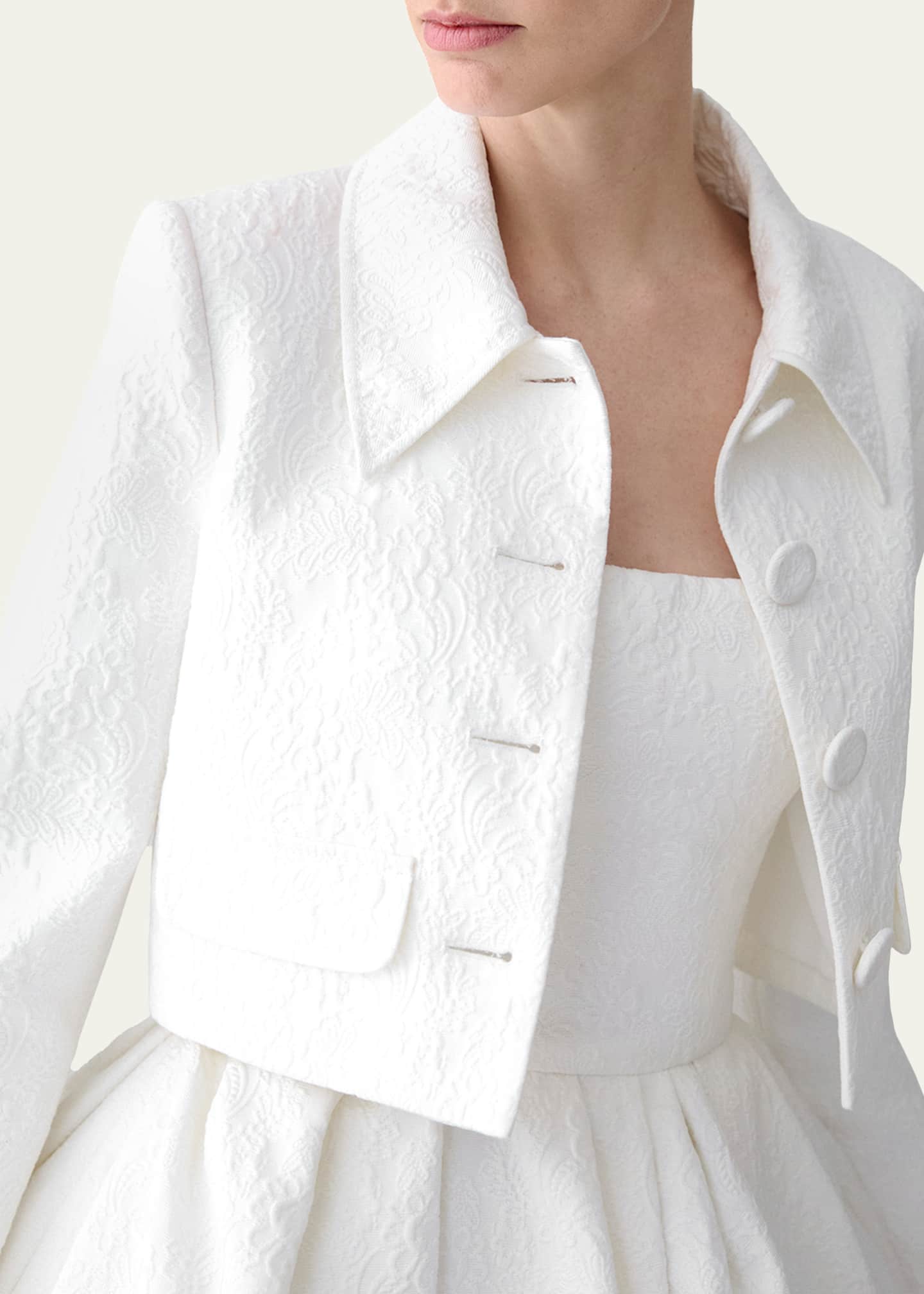 Carolina Herrera Floral Brocade Crop Jacket Image 4 of 4