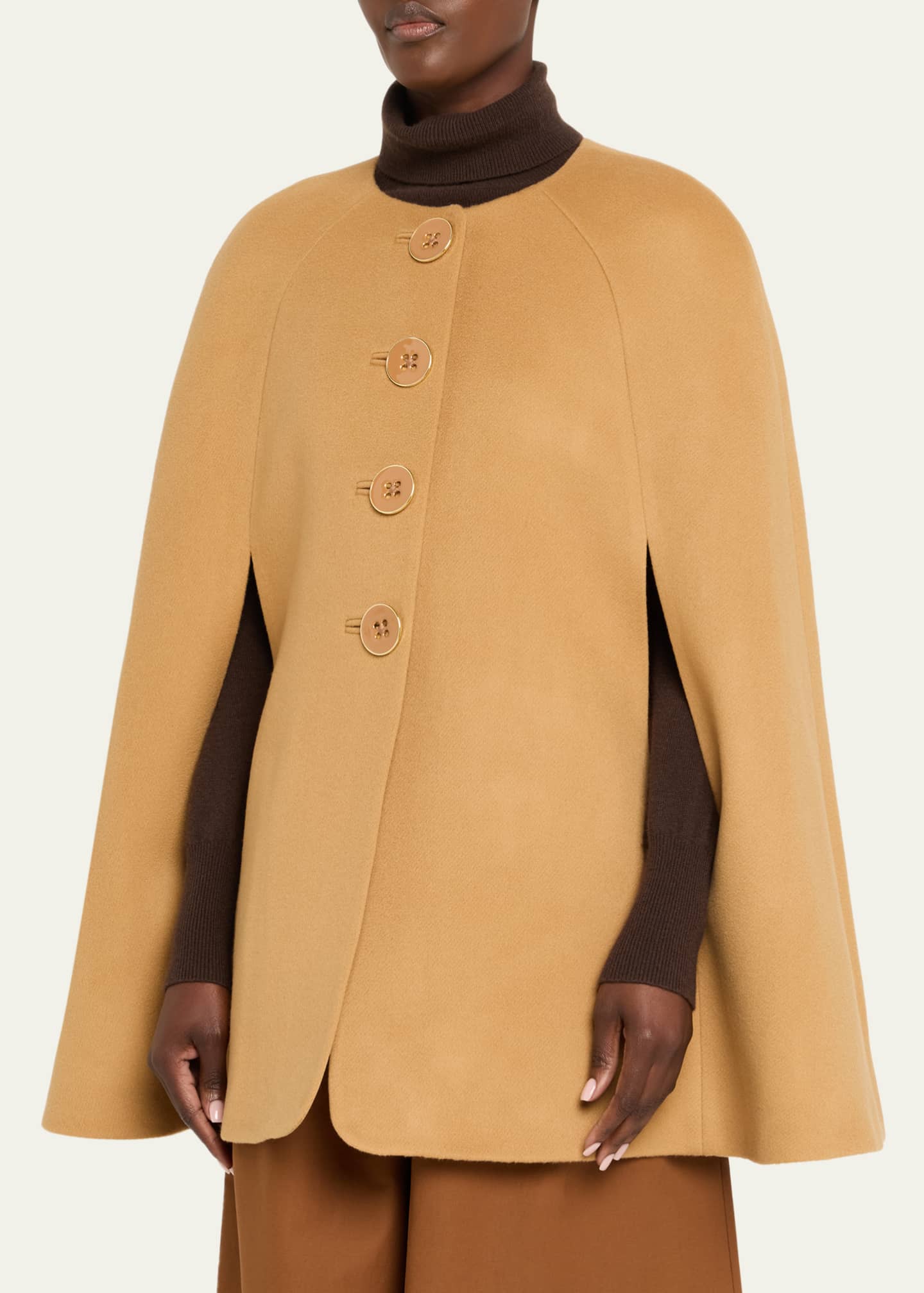 Carolina Herrera Button-Front Wool Cape Image 4 of 5