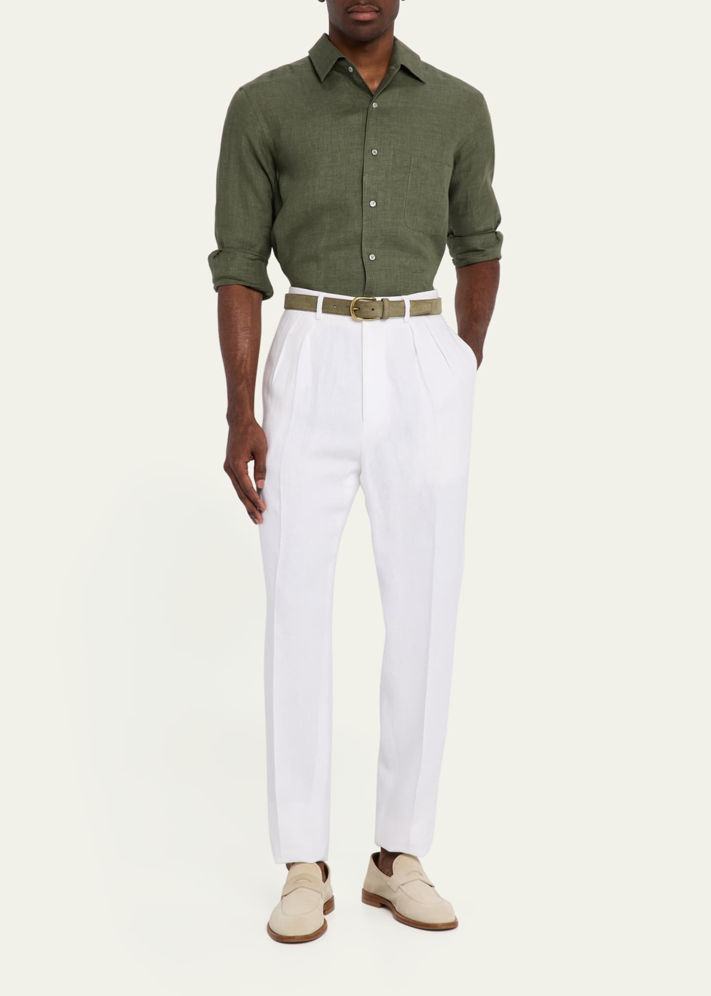 Loro Piana Men's Ruben Linen Pants - Bergdorf Goodman