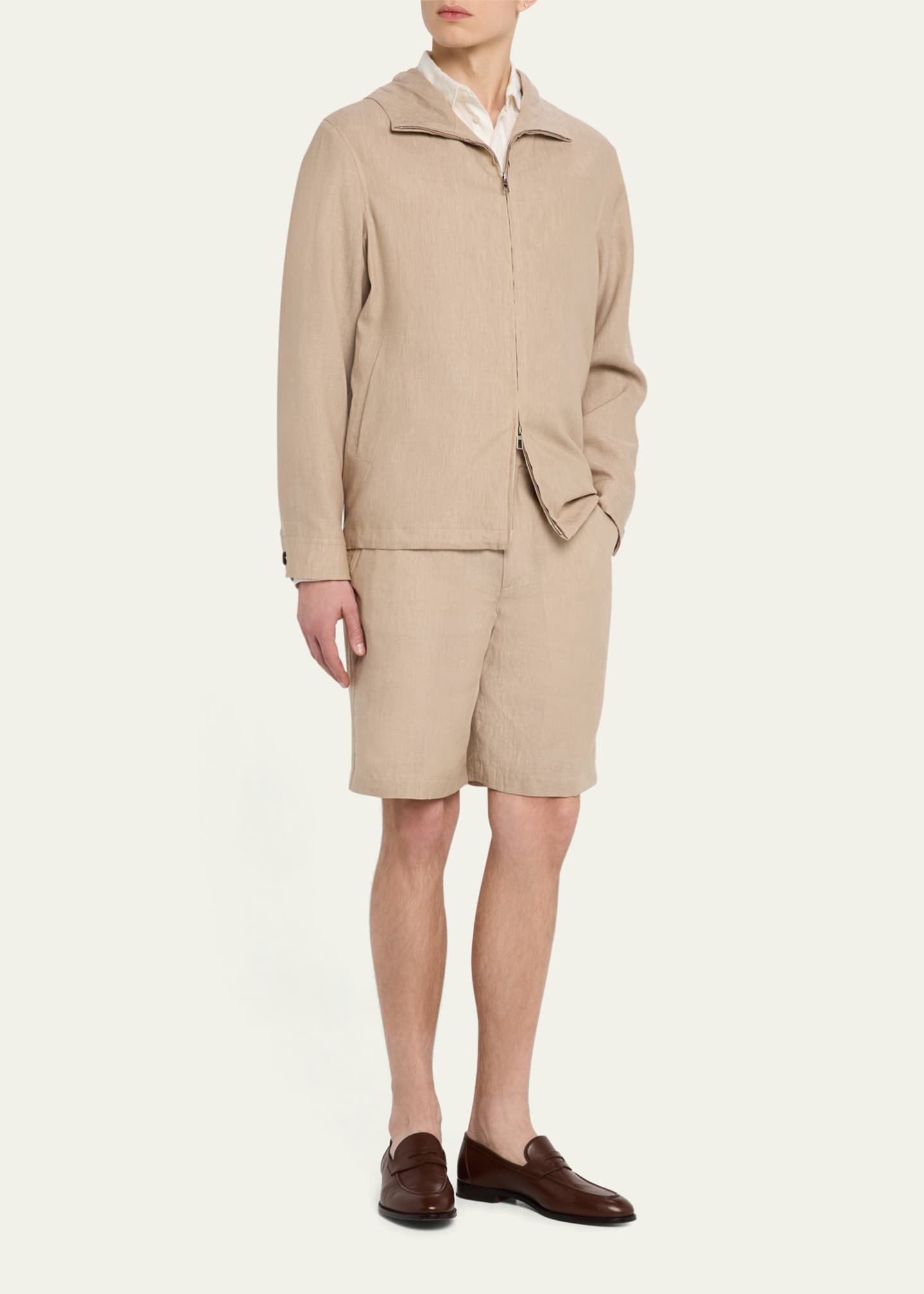 Loro Piana Men's Dennis Linen Full-Zip Blouson Image 2 of 5