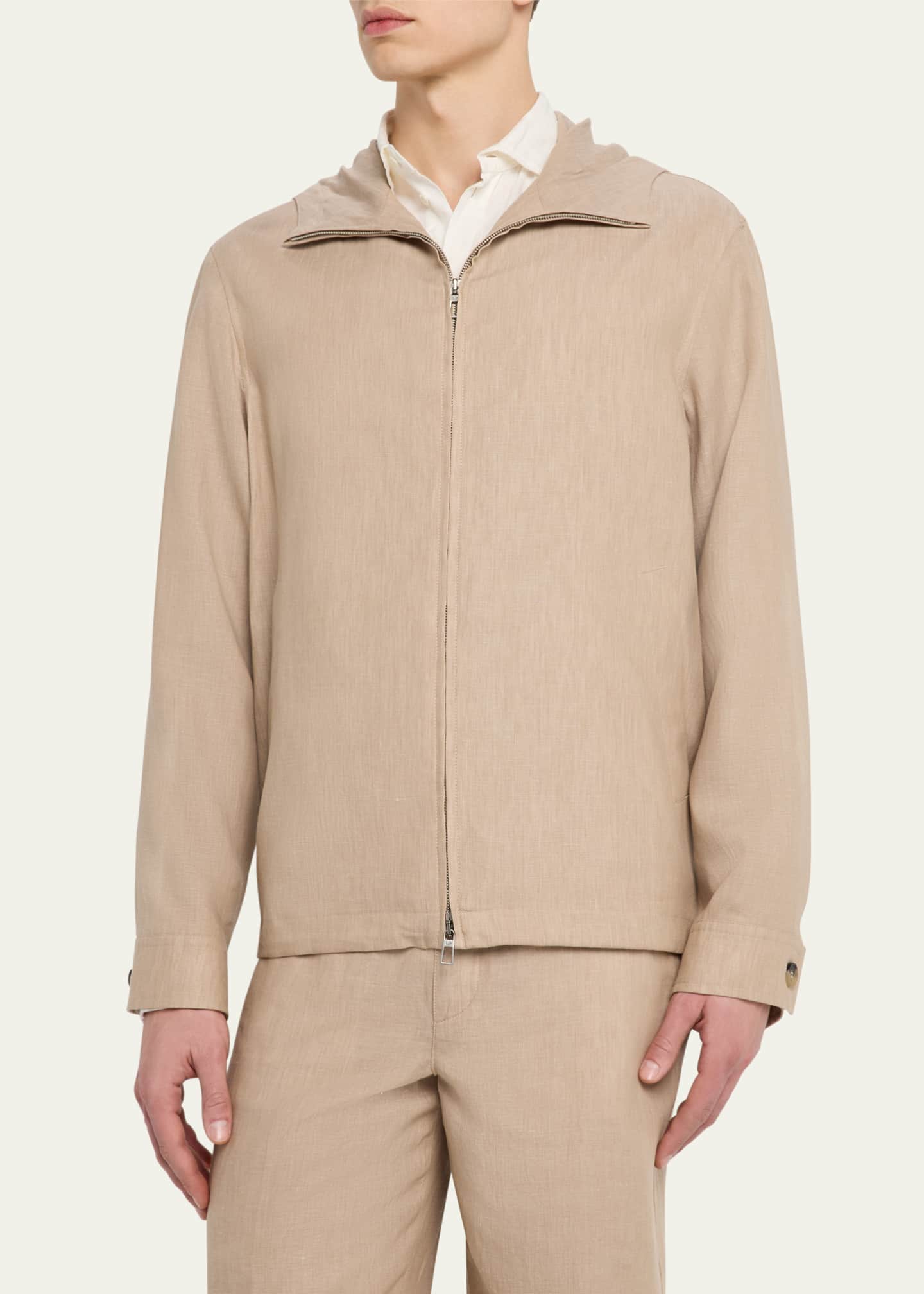 Loro Piana Men's Dennis Linen Full-Zip Blouson Image 4 of 5