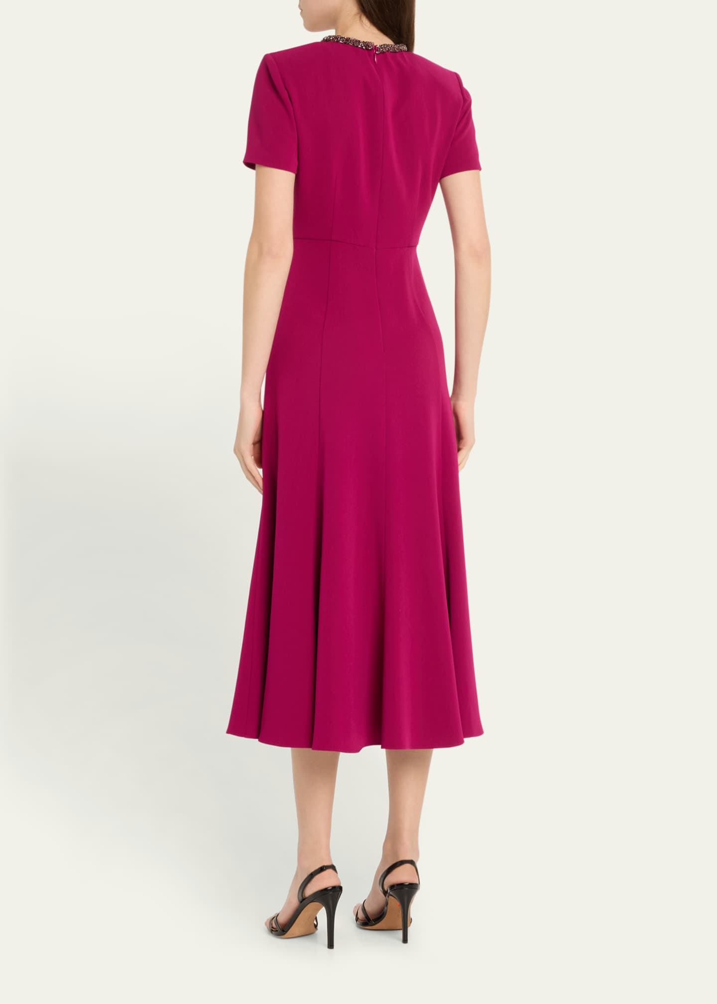 Roland Mouret Diamante Neck Light Cady Midi Dress Image 3 of 5
