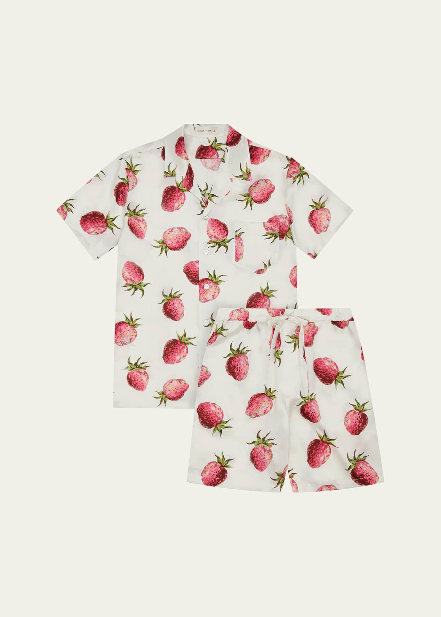 Olivia von Halle Emeli Strawberry-Print Silk Satin Pajama Set Image 1 of 4