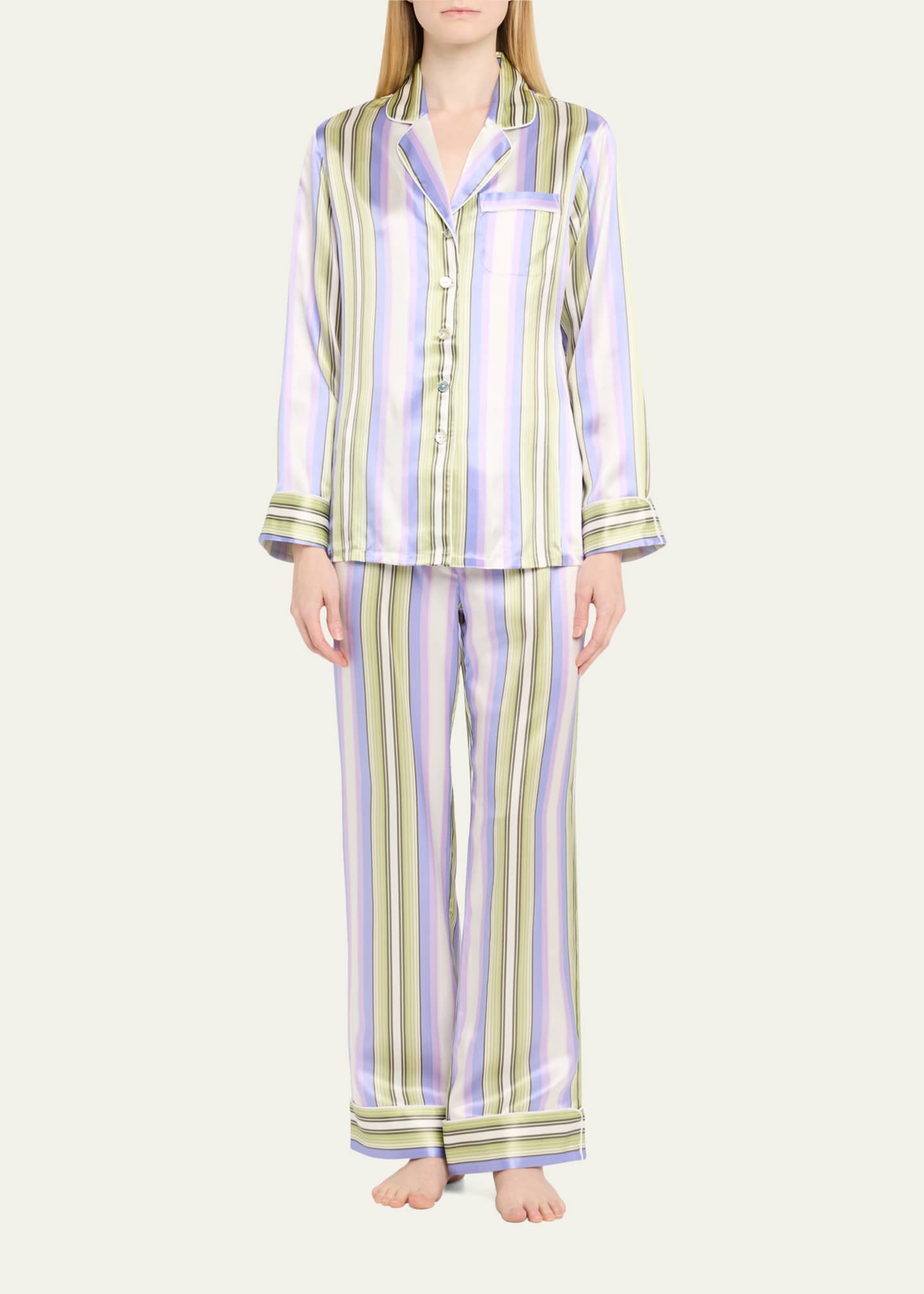 Olivia von Halle Lila Printed Silk Satin Pajama Set Image 2 of 5