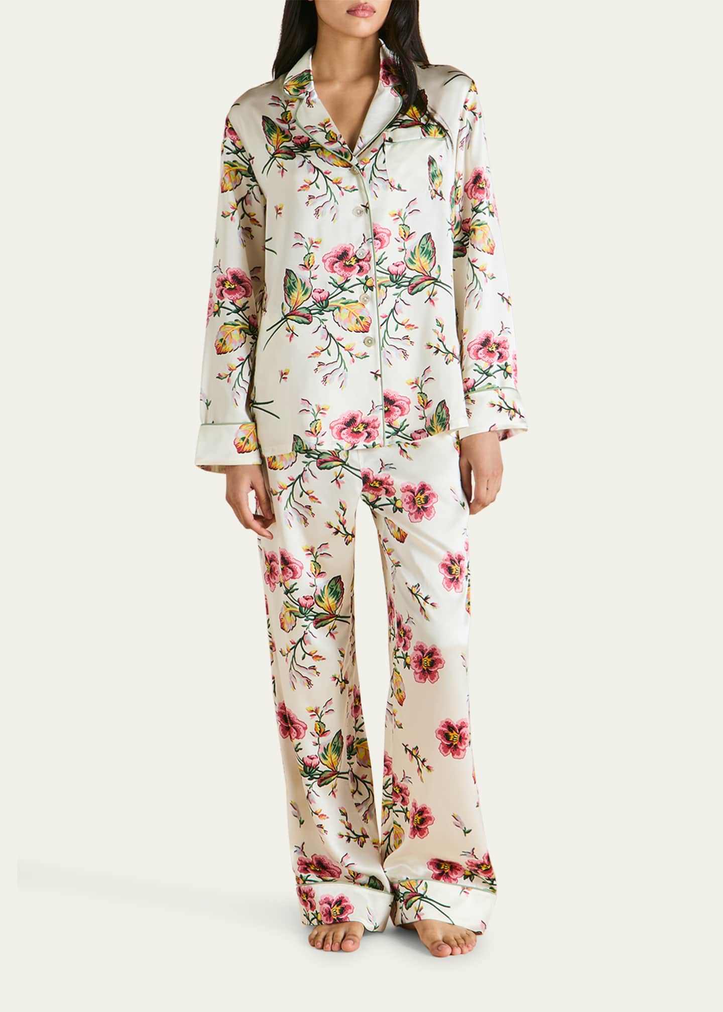 Olivia von Halle Lila Printed Silk Satin Pajama Set Image 2 of 5