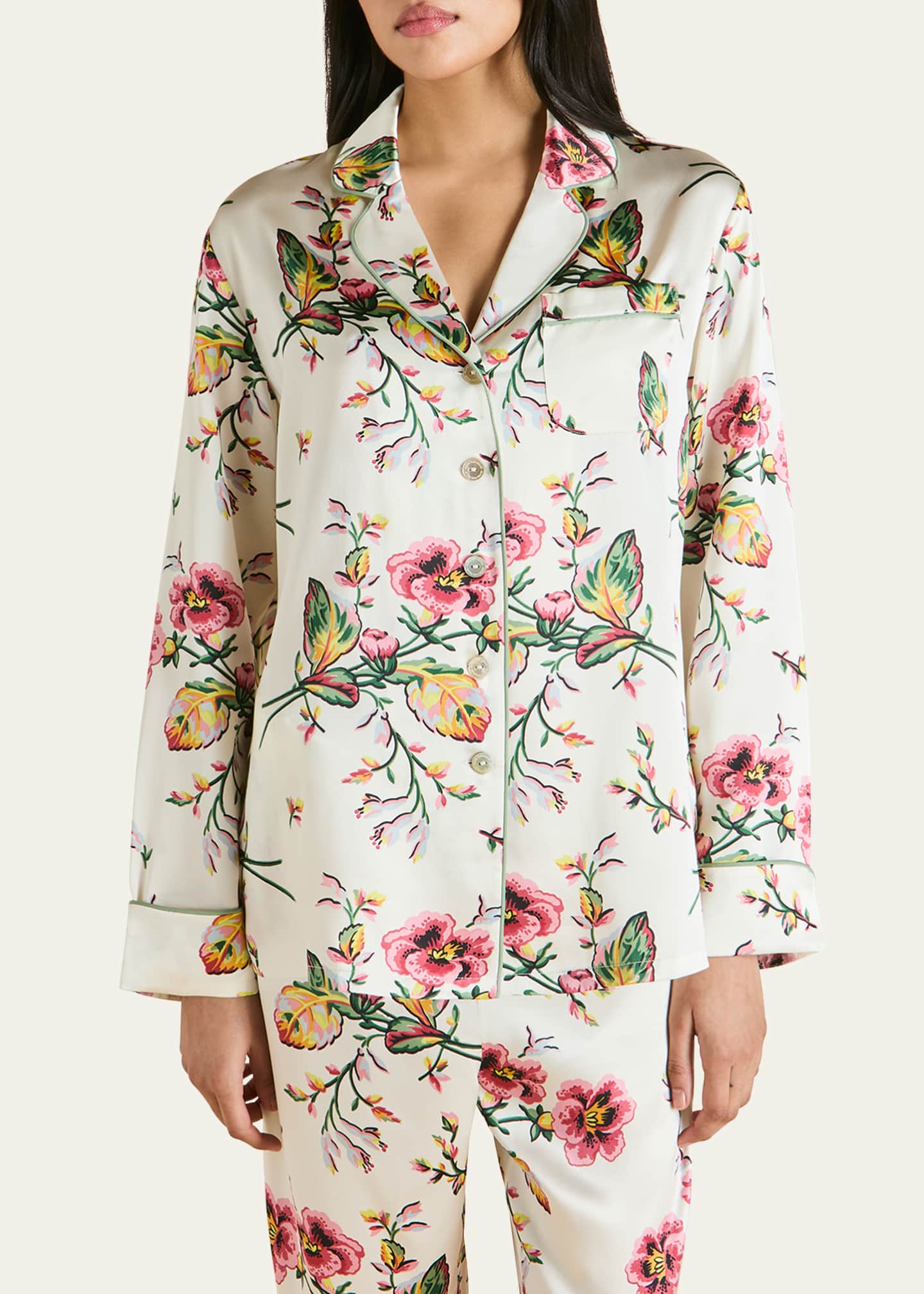 Olivia von Halle Lila Printed Silk Satin Pajama Set Image 4 of 5