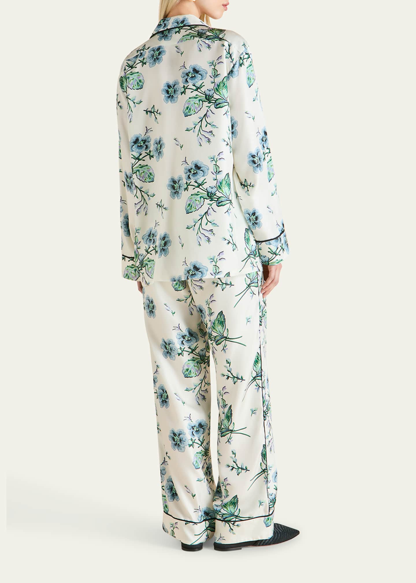 Olivia von Halle Yves Floral-Print Silk Twill Pajama Set Image 3 of 4