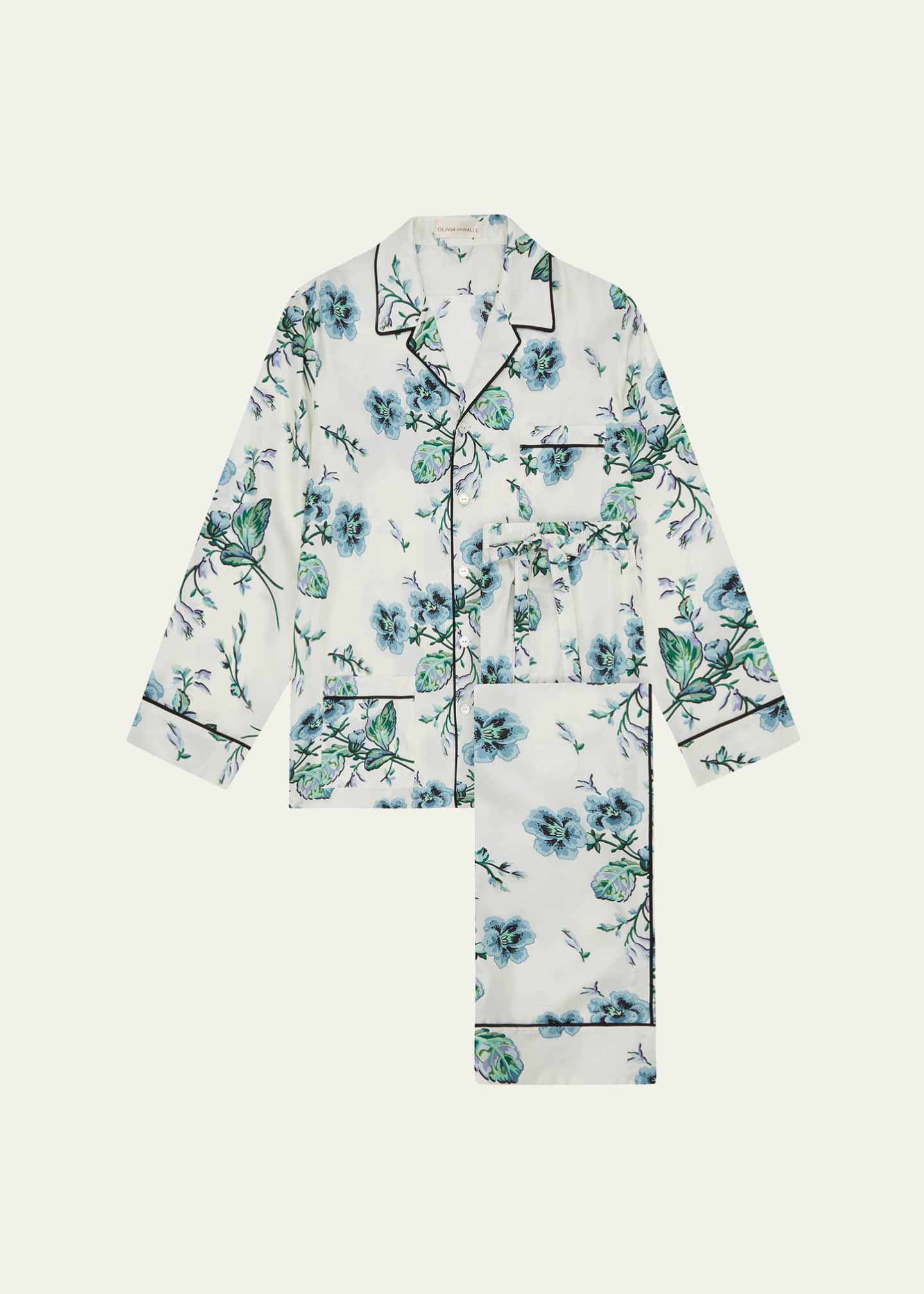 Olivia von Halle Yves Floral-Print Silk Twill Pajama Set Image 1 of 4