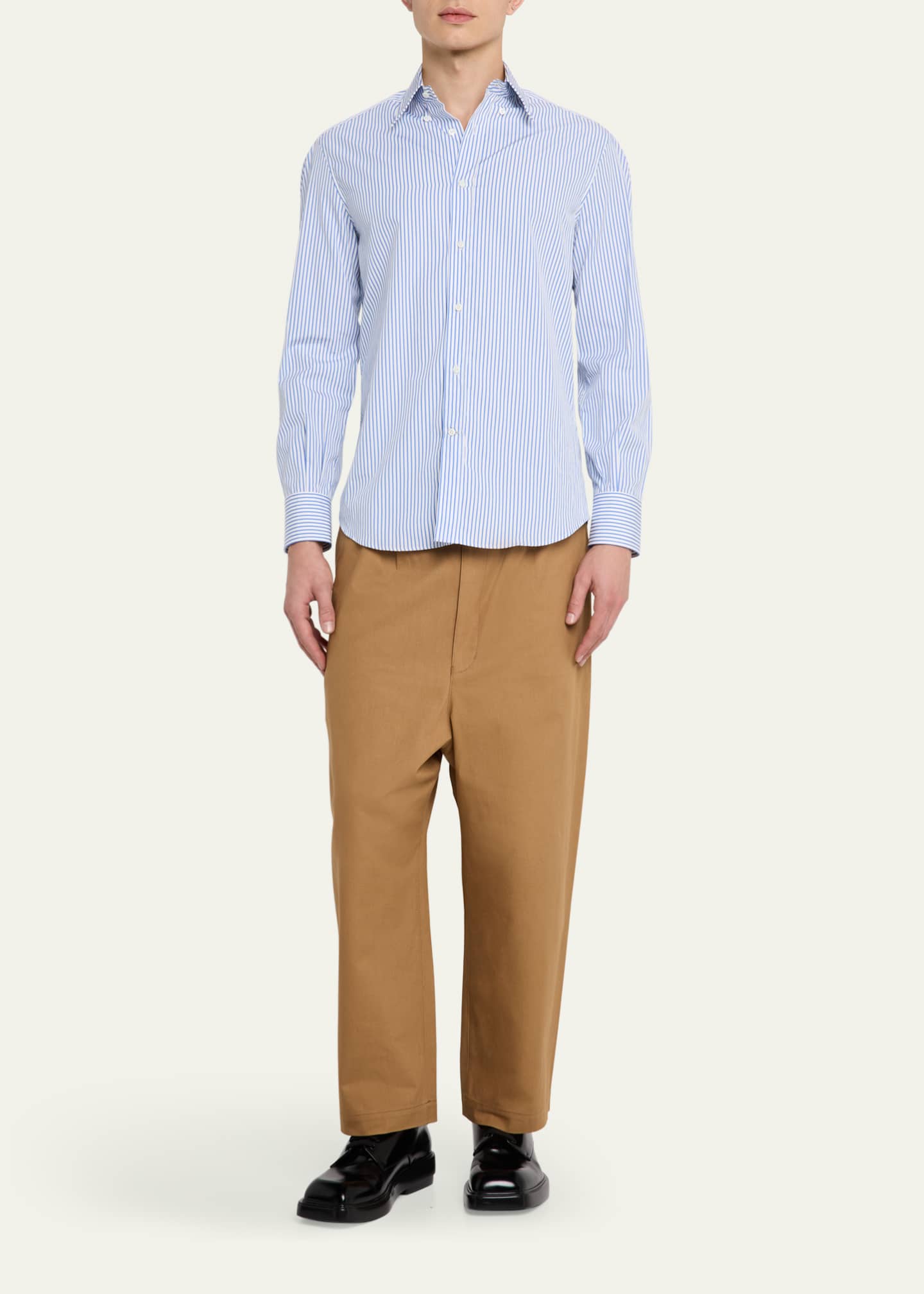 CDG HOMME Men's Cotton Serge Drop-Crotch Trousers Image 2 of 5