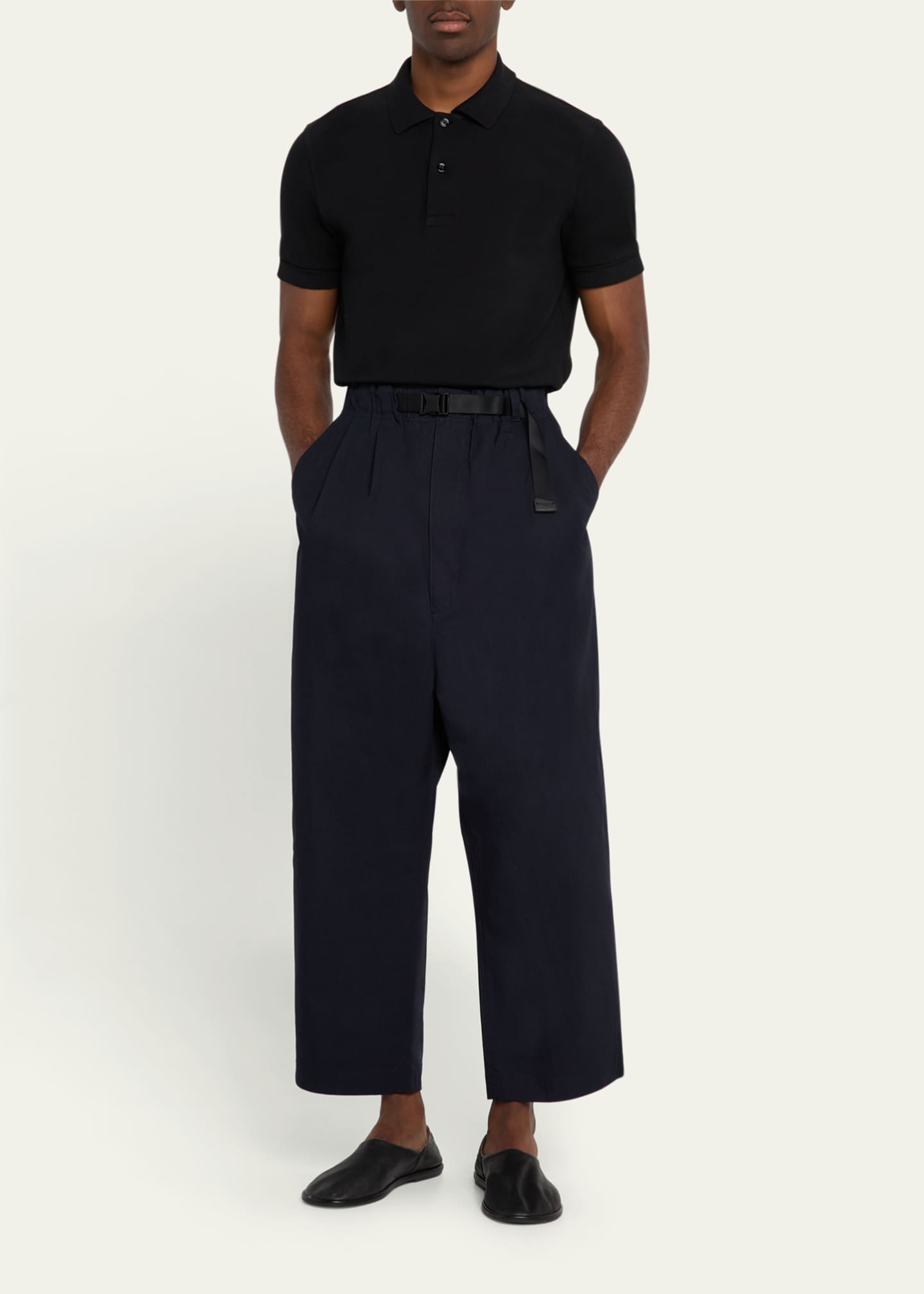 CDG HOMME Men's Oxford Belted Pleated Pants Image 2 of 5