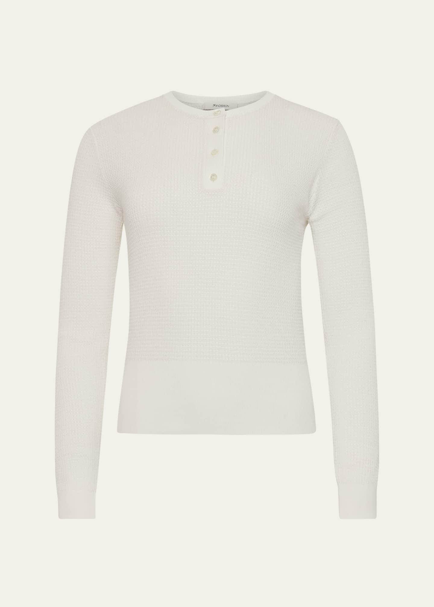JW Anderson Waffle Henley Long Sleeve Top
