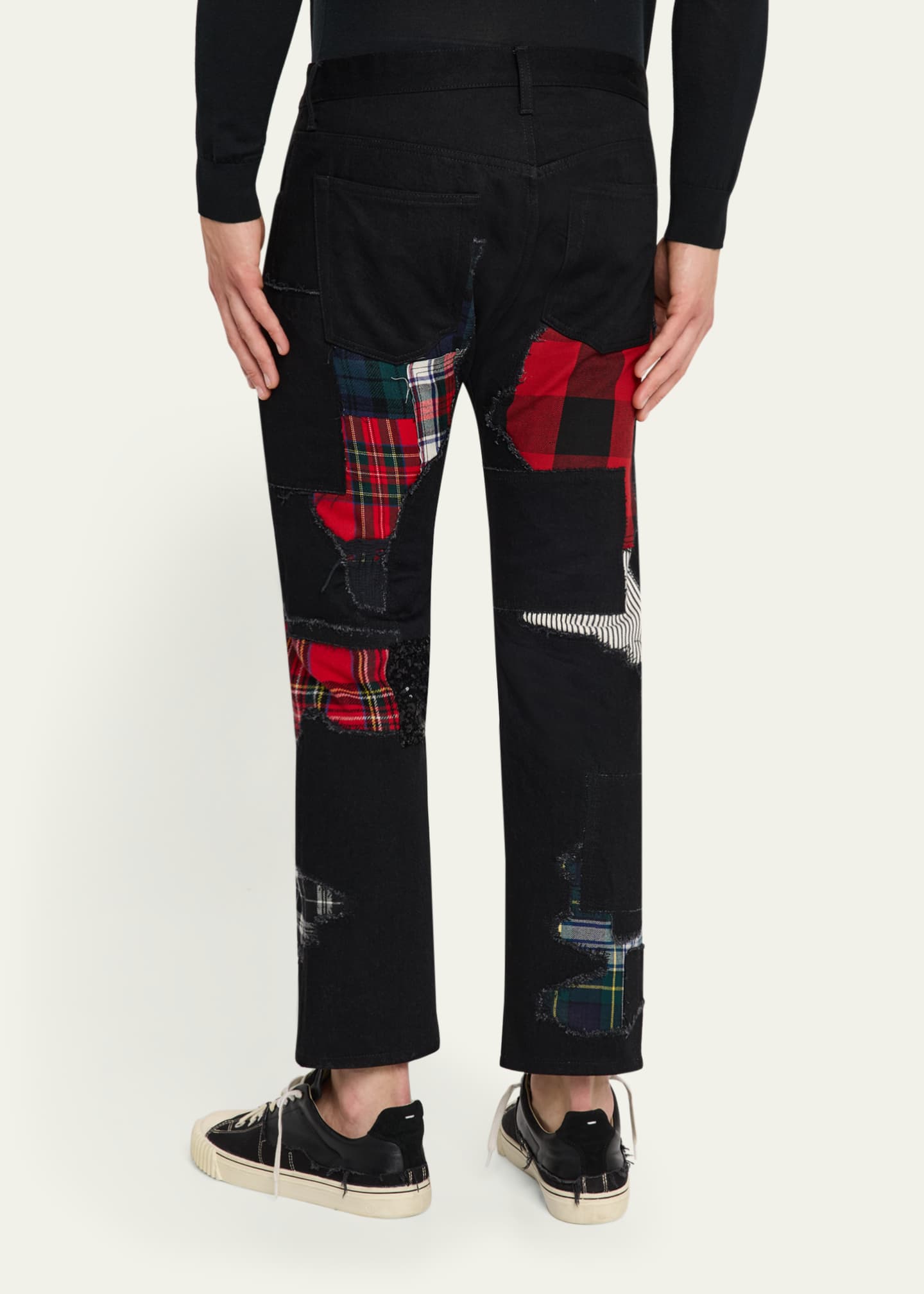 Junya Watanabe Men's Multi-Tartan Patchwork Jeans Image 3 of 5