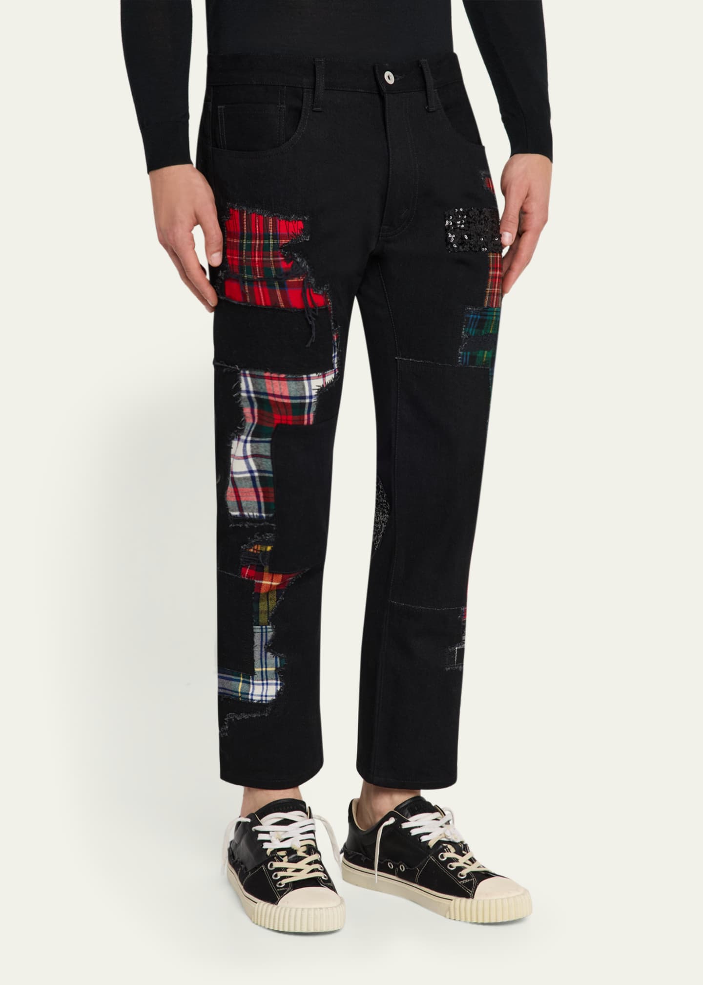 Junya Watanabe Men's Multi-Tartan Patchwork Jeans Image 4 of 5