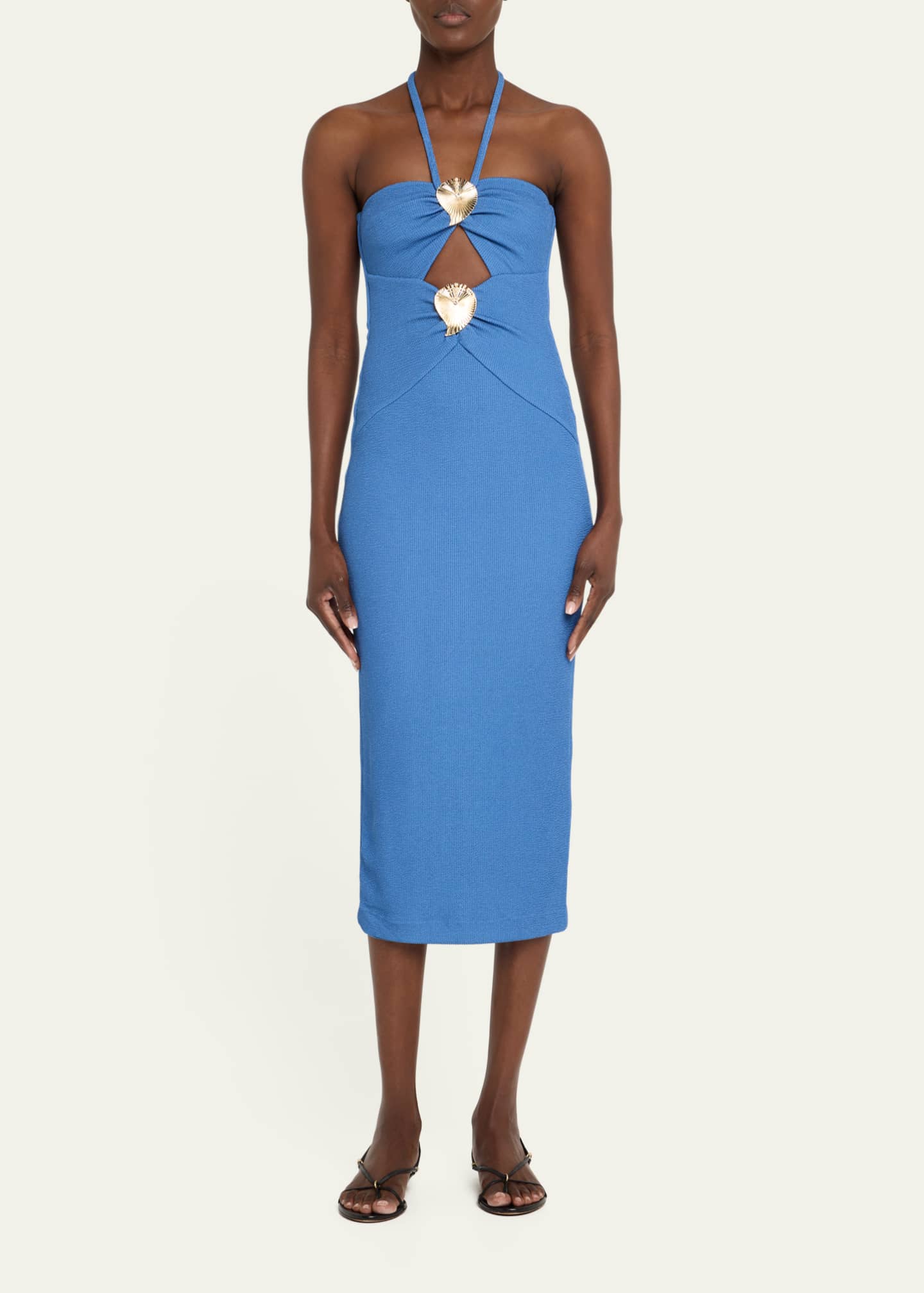 PatBO Merian Knit Halter Midi Dress Image 2 of 5