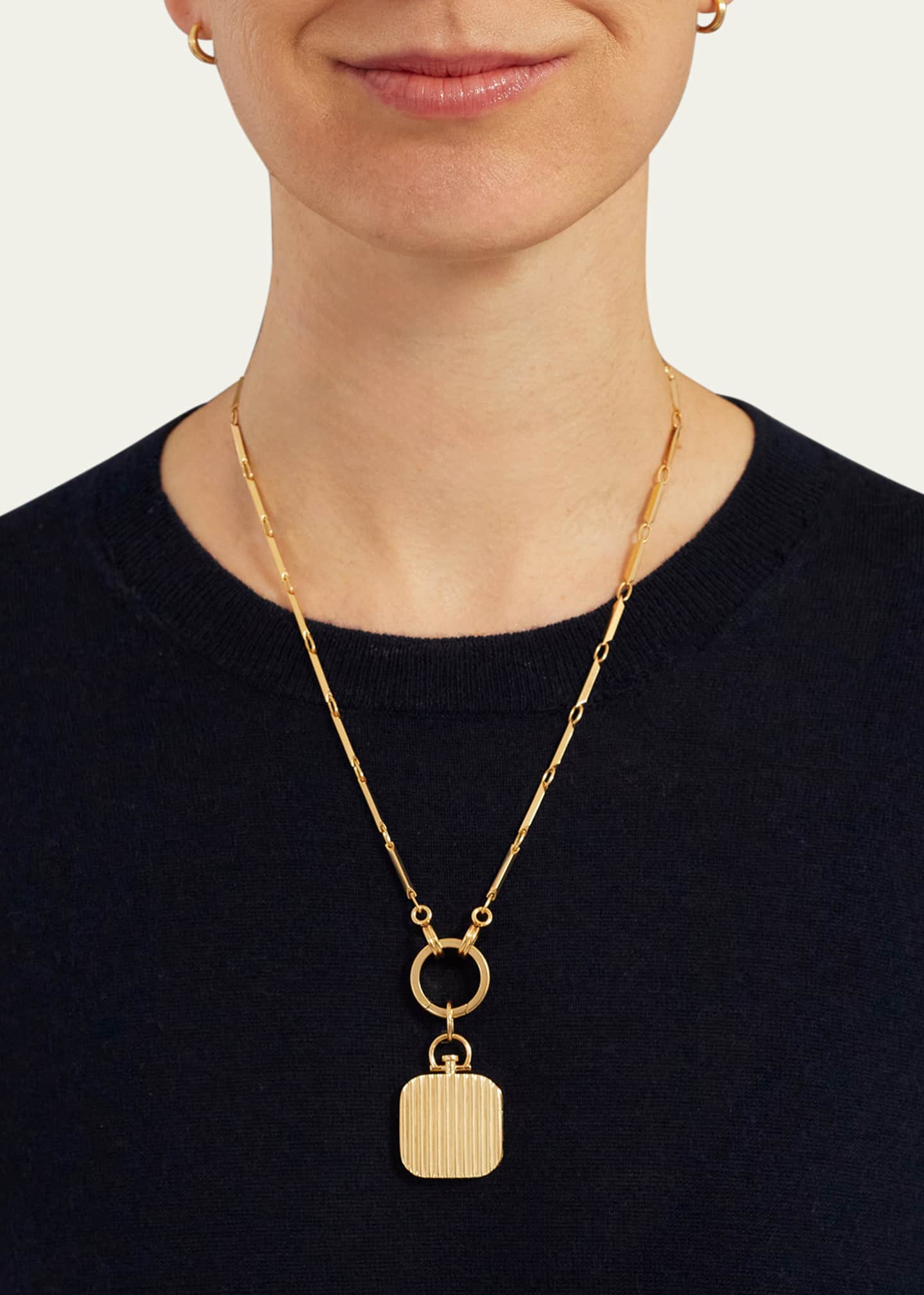 Sherman Field, 1967 Square Barre Photo Locket in 18K Yellow Gold Image 2 of 2