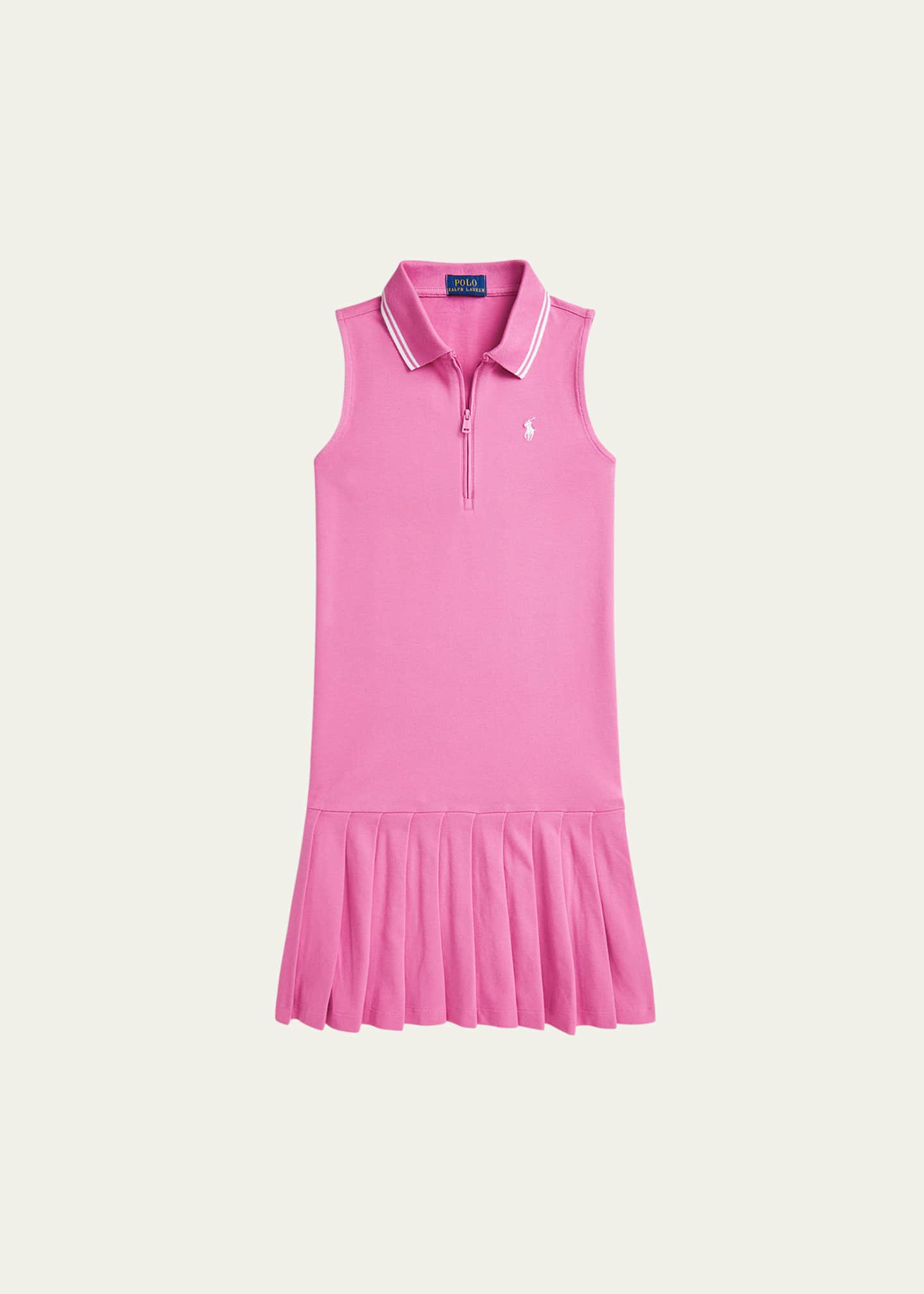 Ralph Lauren Childrenswear Girl's Pleated Mesh Polo Dress, Size S-XL Image 1 of 2
