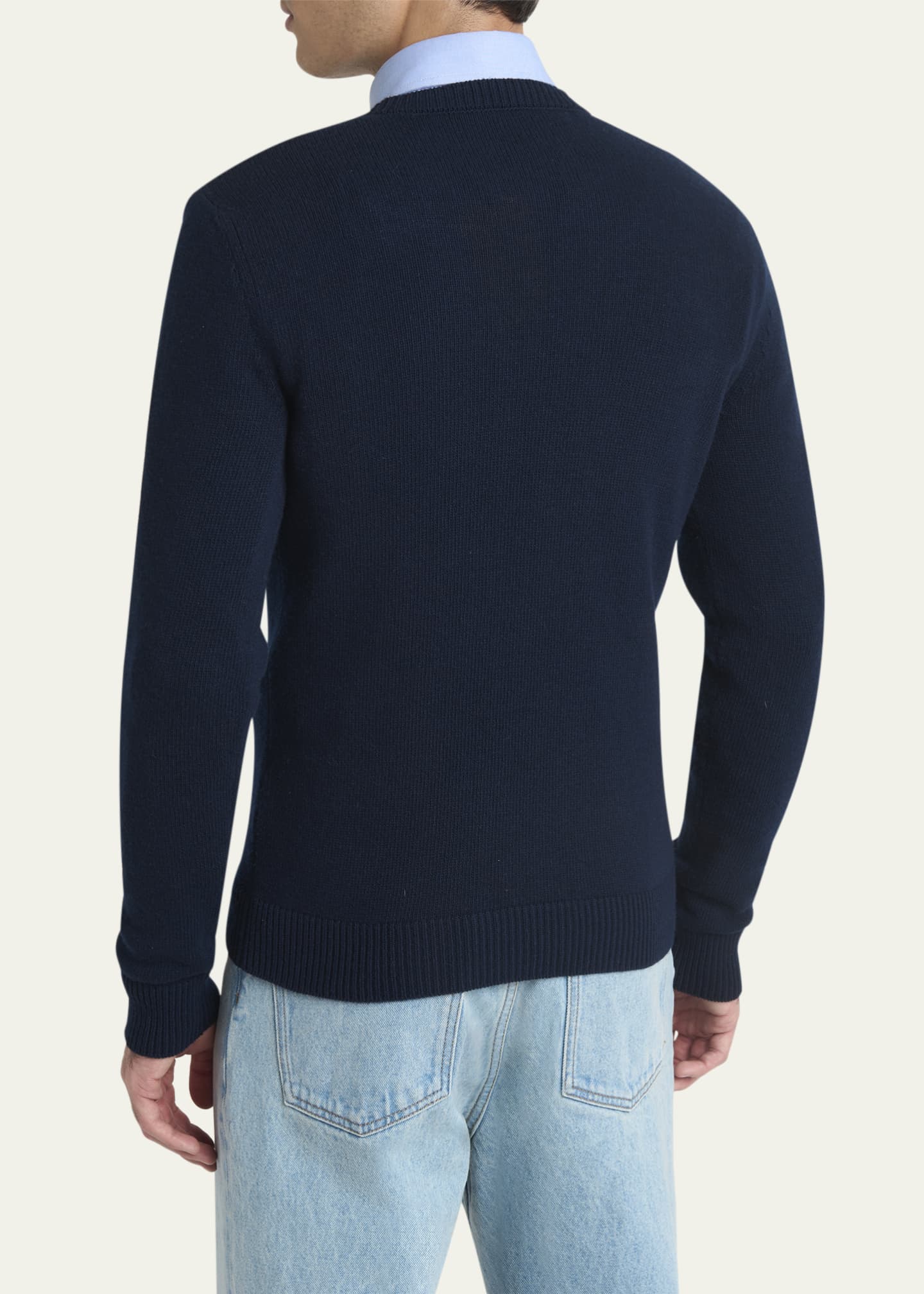 Valentino Garavani Men's Wool Chez Valentino Heart Jacquard Crewneck Sweater Image 3 of 5