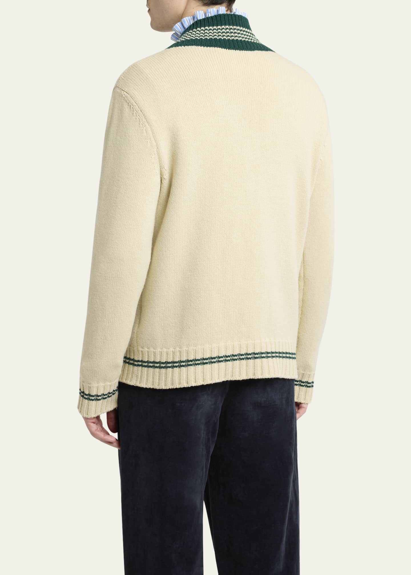 Valentino Garavani Men's Wool Le Chien De La Maison Jacquard V-Neck Sweater Image 3 of 5