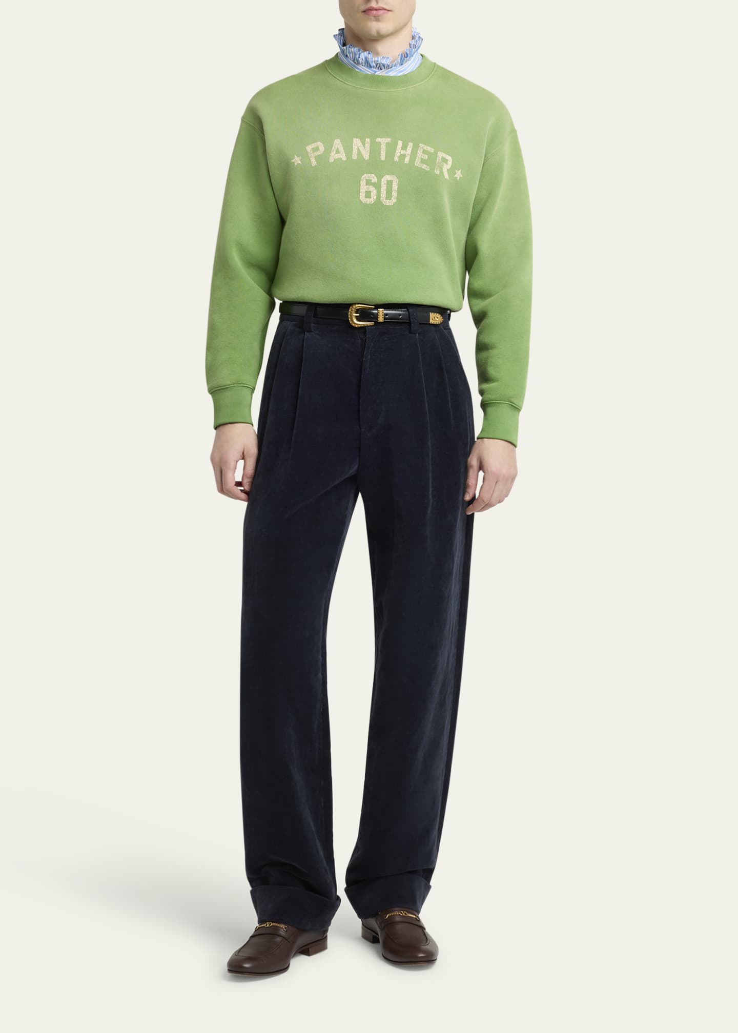 Valentino Garavani Men's Velvet Double-Pleated Pants Image 2 of 5
