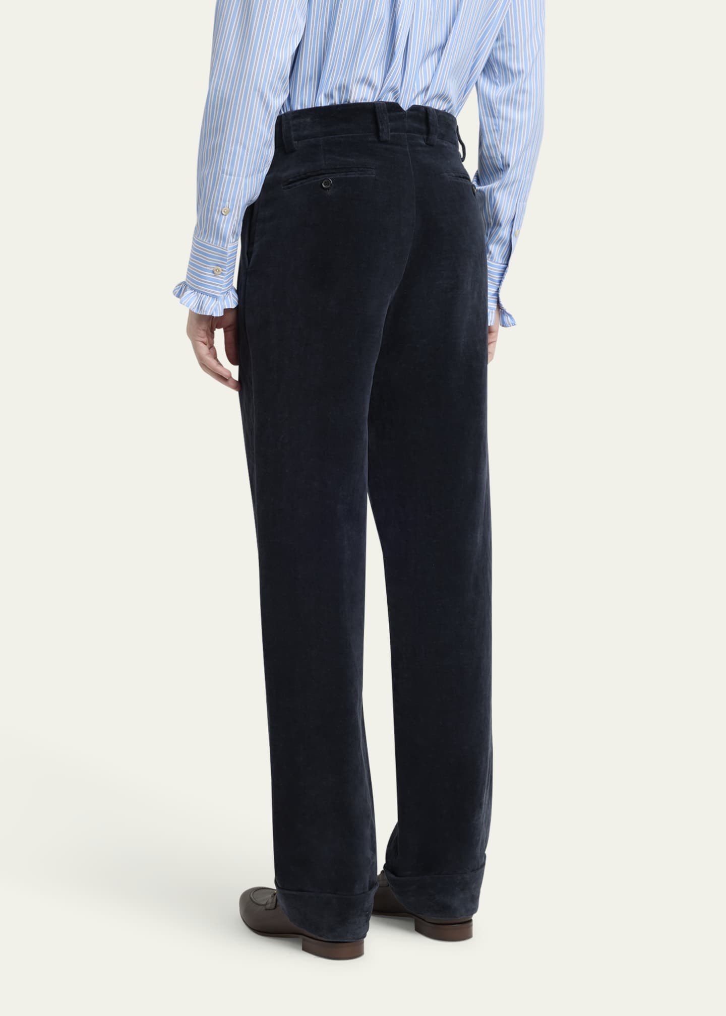 Valentino Garavani Men's Velvet Double-Pleated Pants Image 3 of 5