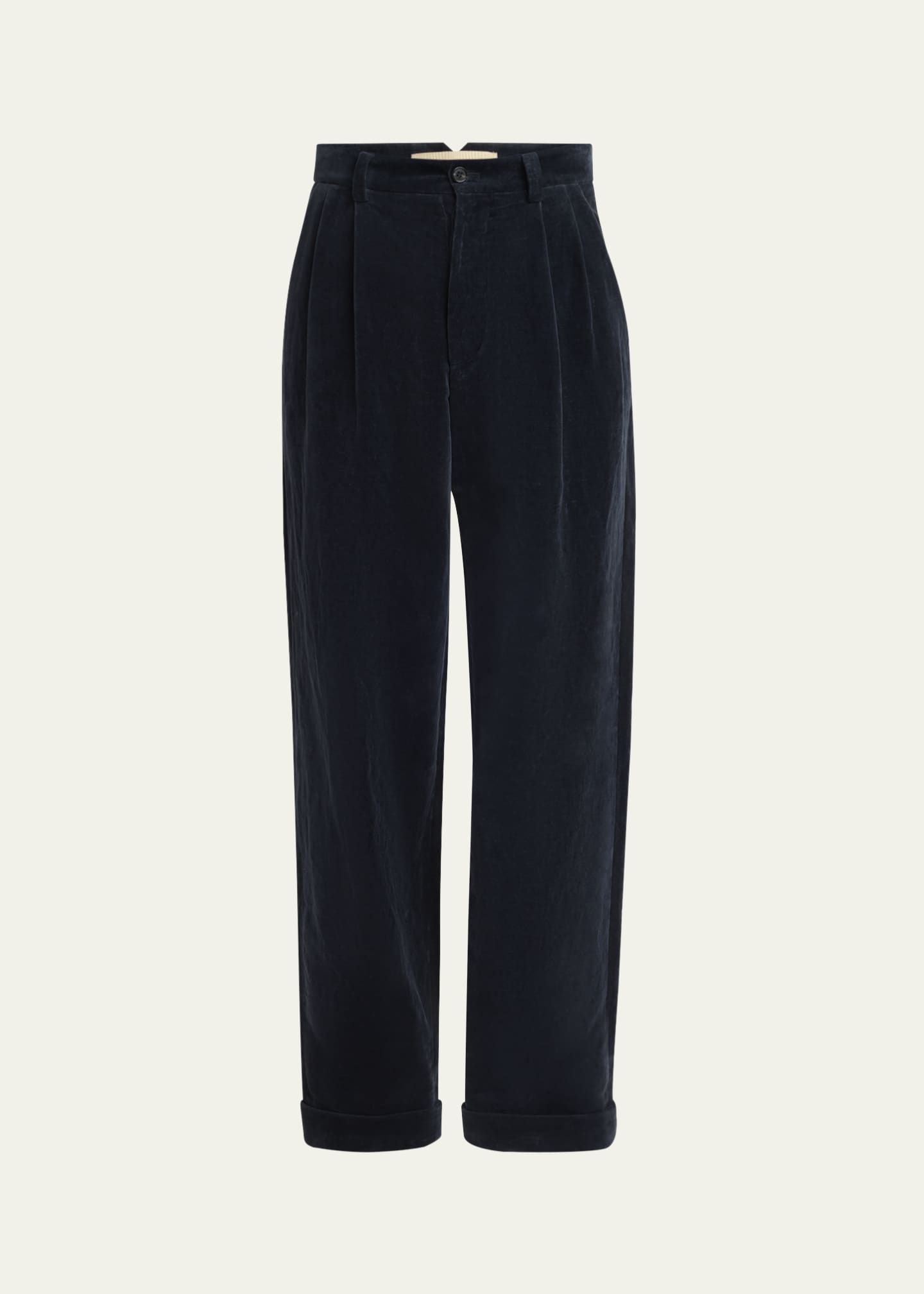 Valentino Garavani Men's Velvet Double-Pleated Pants Image 1 of 5