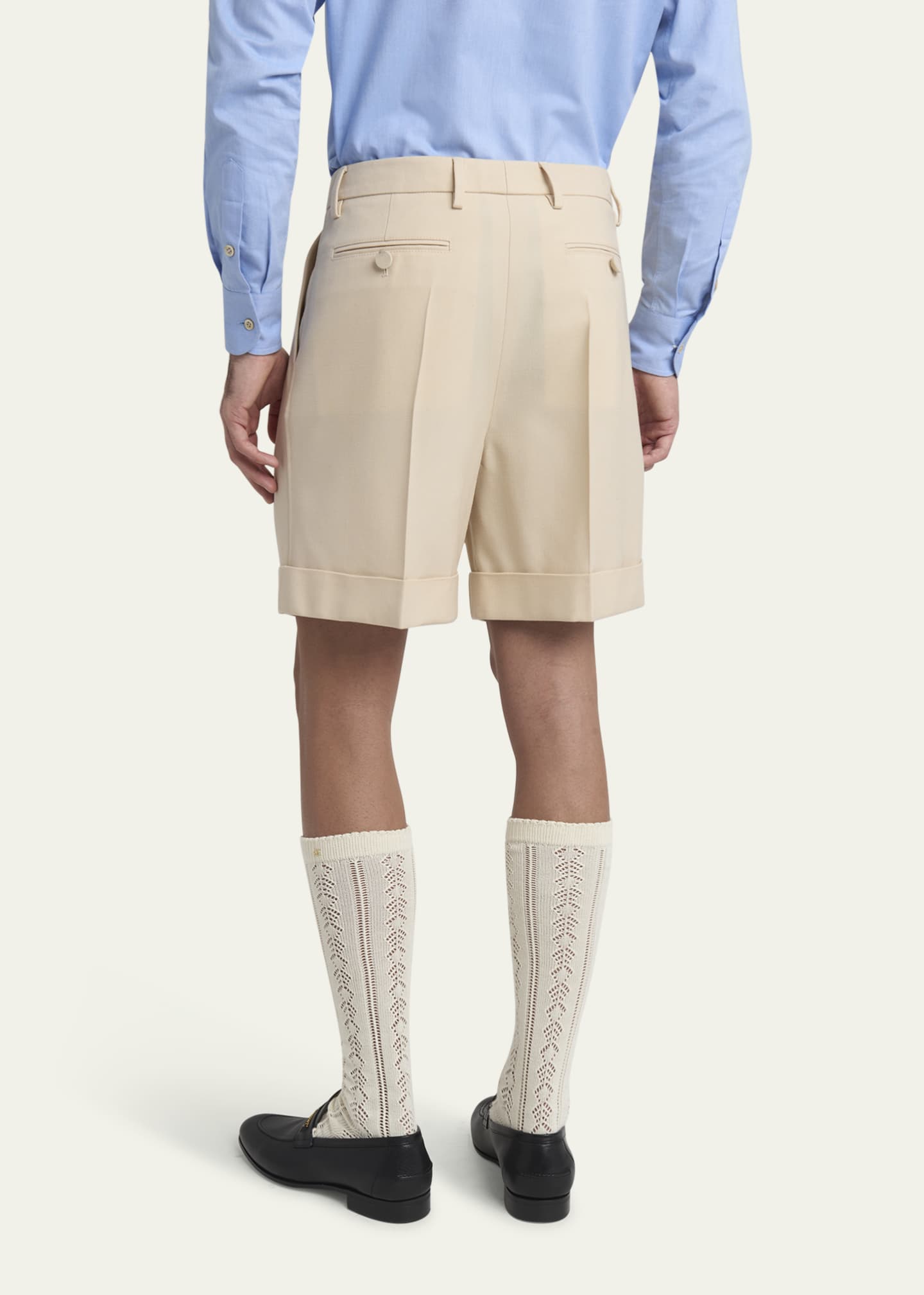 Valentino Garavani Men's Gabardine Pleated Bermuda Shorts Image 3 of 5