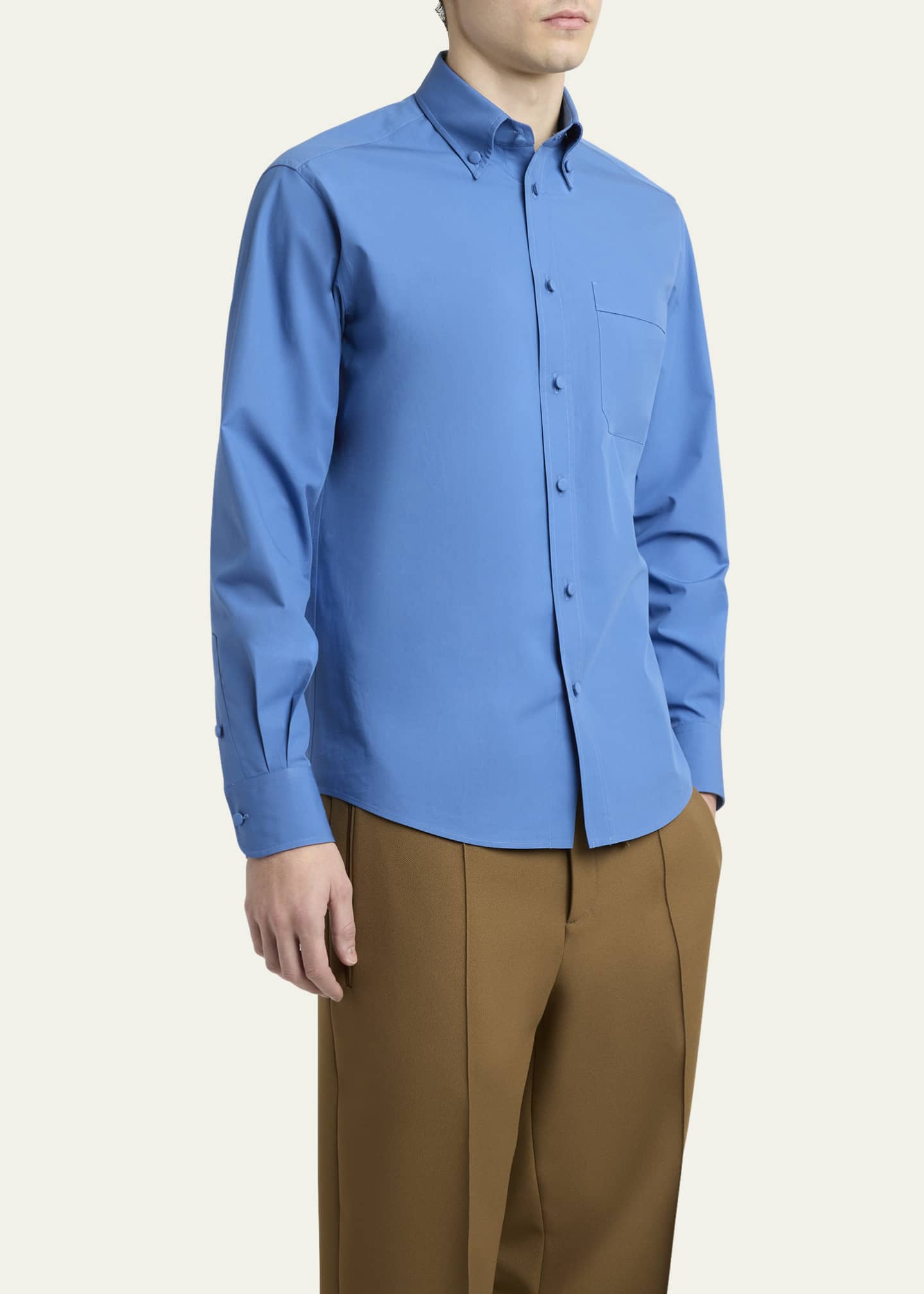 Valentino Garavani Men's Tonal Poplin Dress Shirt Image 4 of 5