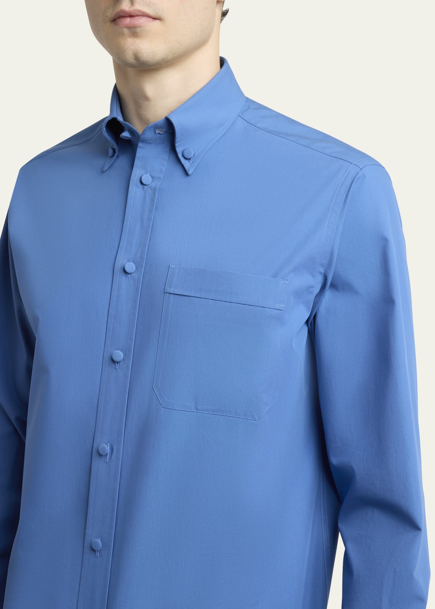 Valentino Garavani Men's Tonal Poplin Dress Shirt Image 5 of 5