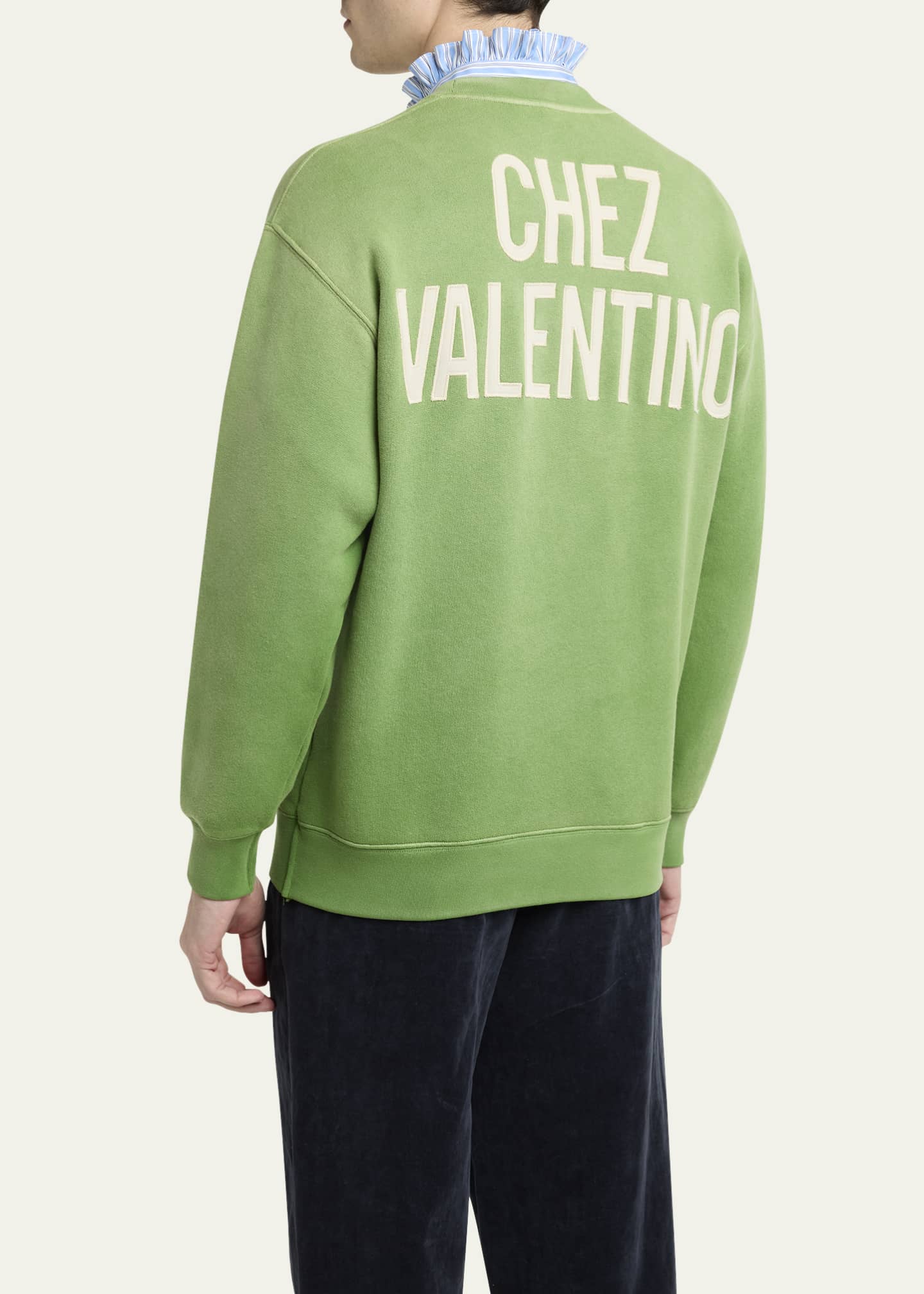 Valentino Garavani Men's Faded Cotton Chez Valentino Sweatshirt Image 3 of 5